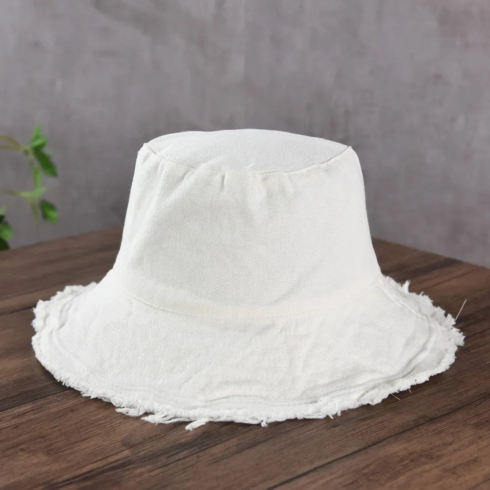 Maelis – Raw edge – Cotton bucket hat-10174850597191-Ivory Ombre