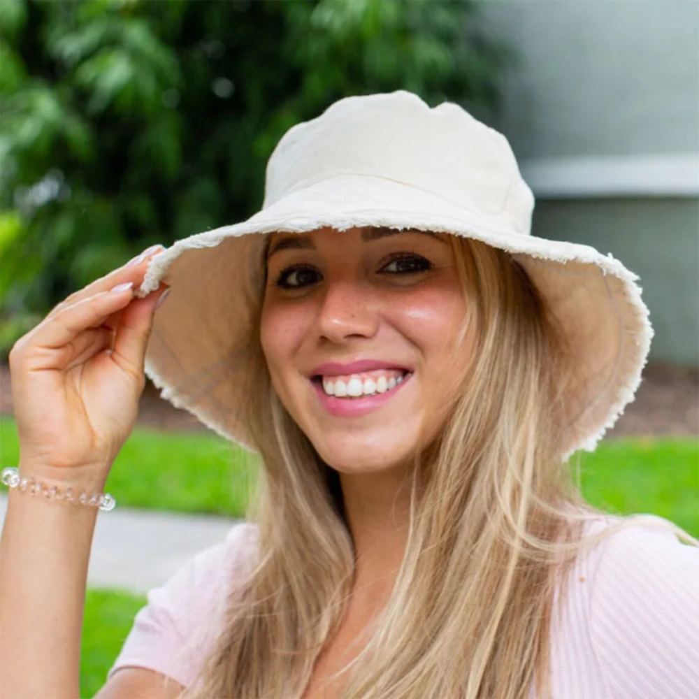 Maelis – Raw edge – Cotton bucket hat-10174850597191-Ivory Ombre