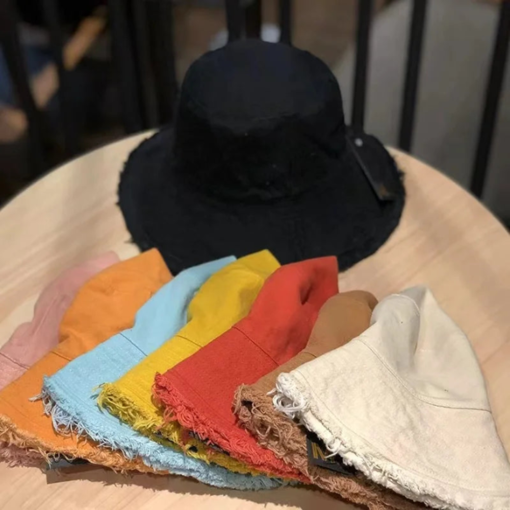 Maelis – Raw edge – Cotton bucket hat-10174850597191-Ivory Ombre