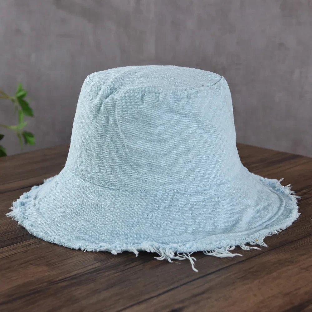 Maelis – Raw edge – Cotton bucket hat-10174850597191-Ivory Ombre