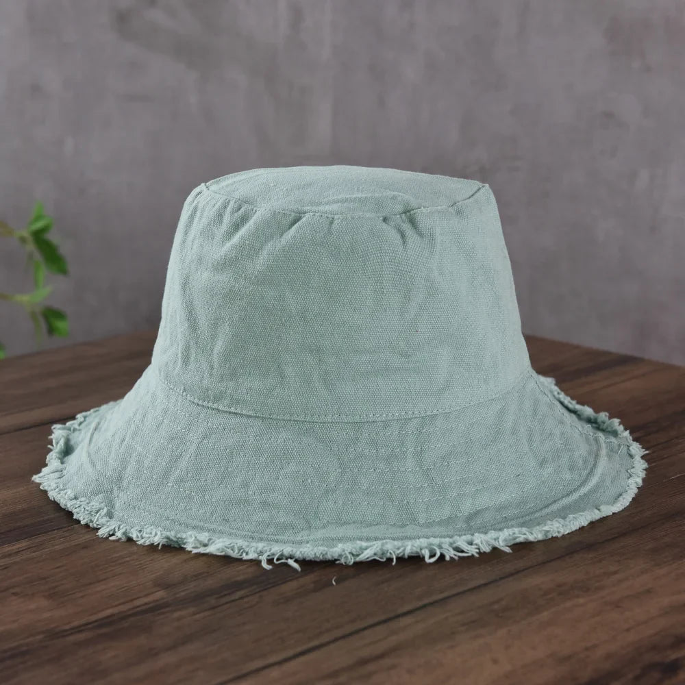 Maelis – Raw edge – Cotton bucket hat-10174850597191-Ivory Ombre