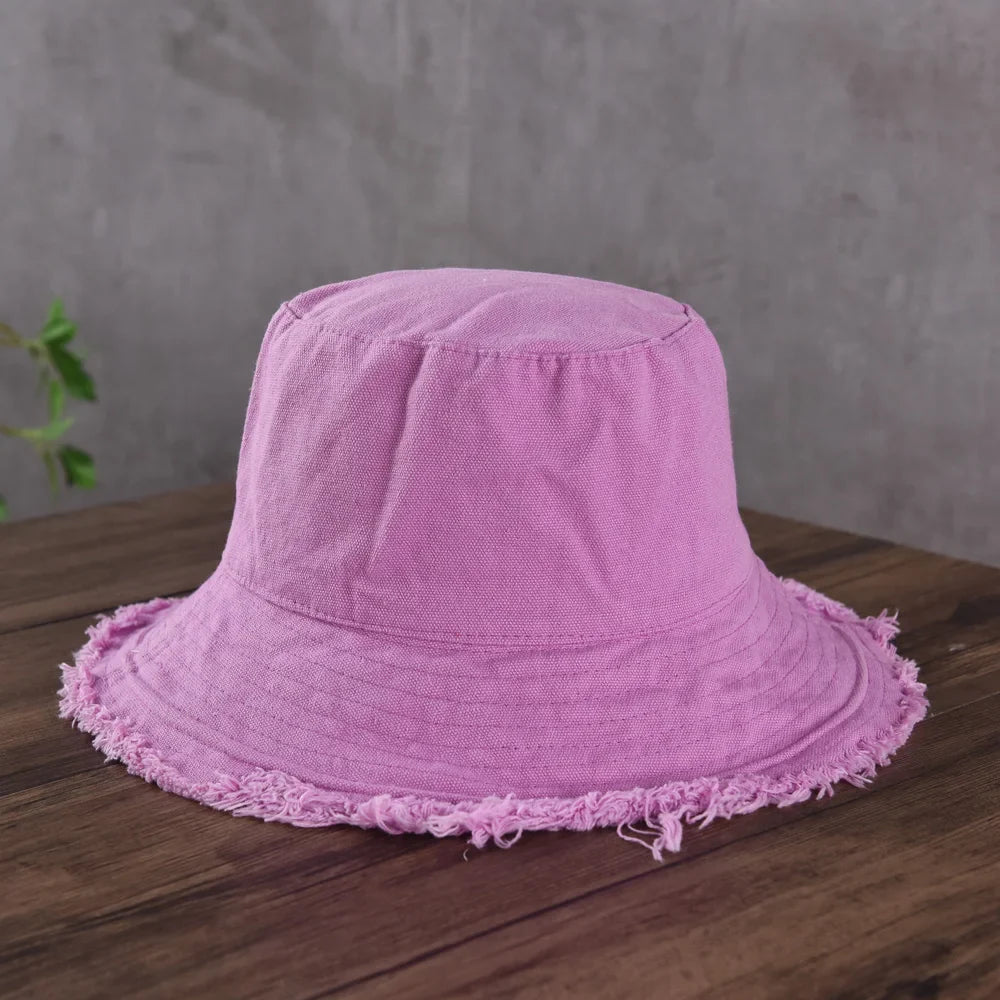 Maelis – Raw edge – Cotton bucket hat-10174850597191-Ivory Ombre