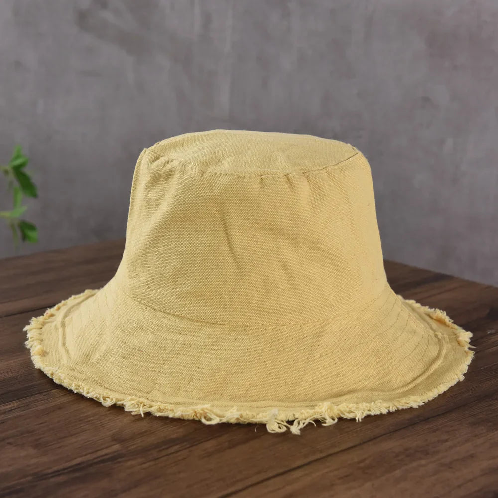 Maelis – Raw edge – Cotton bucket hat-10174850597191-Ivory Ombre