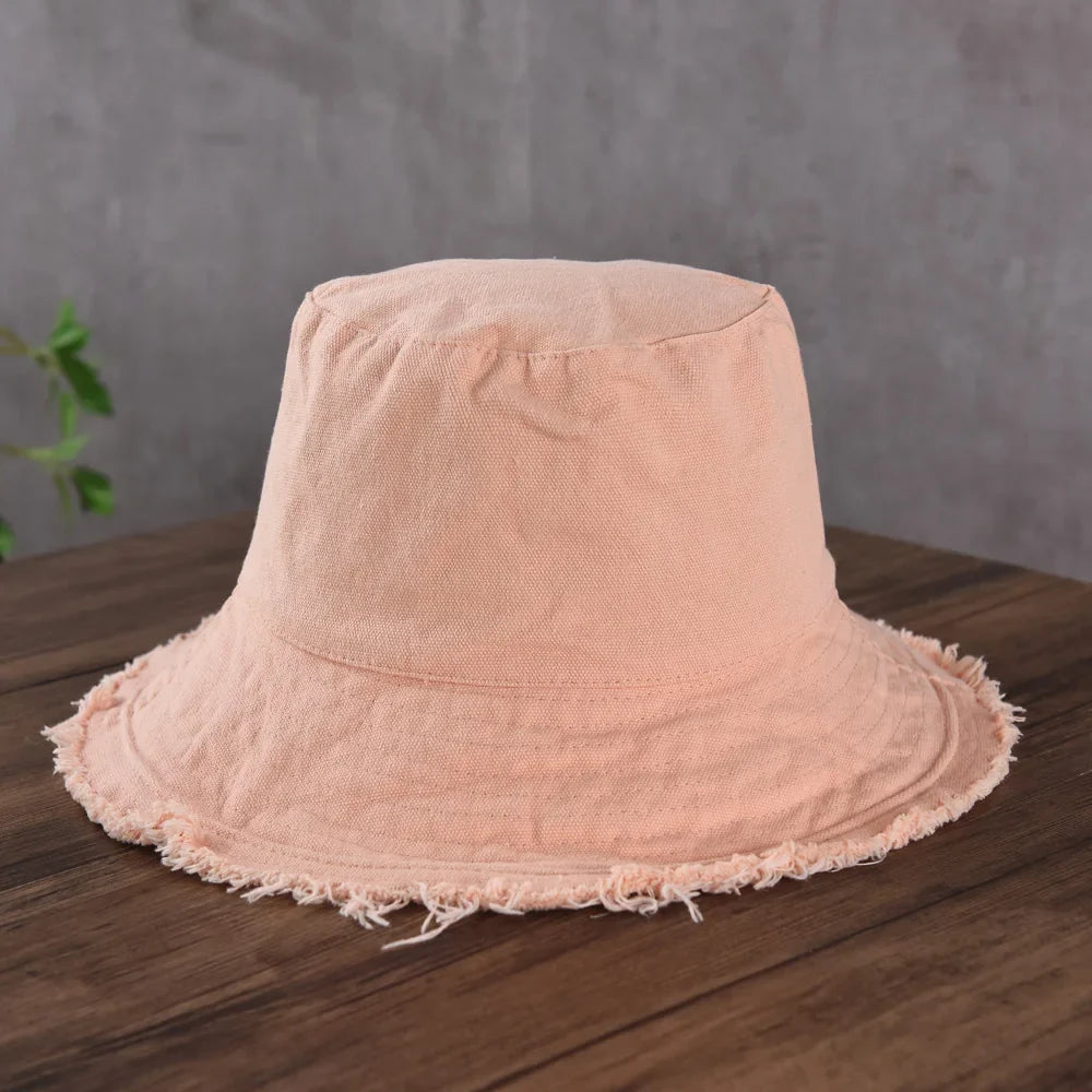 Maelis – Raw edge – Cotton bucket hat-10174850597191-Ivory Ombre