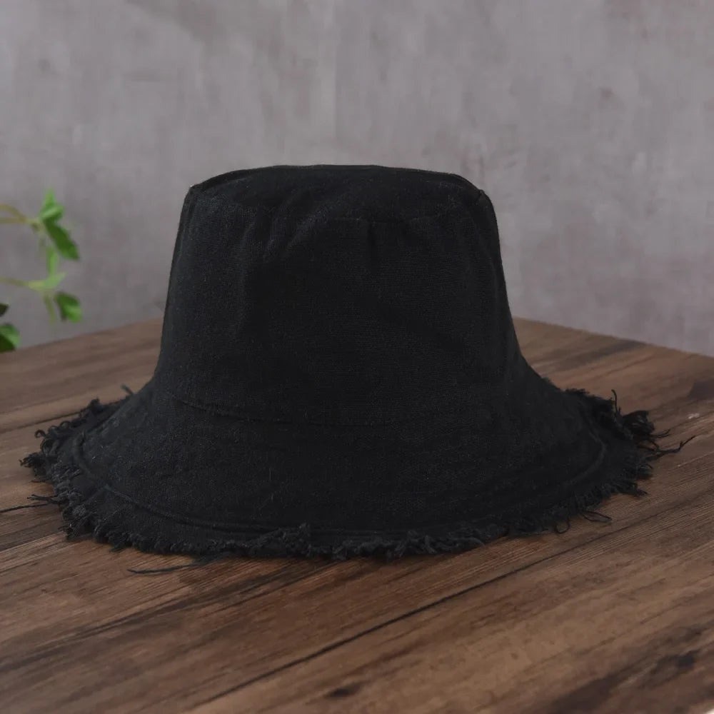 Maelis – Raw edge – Cotton bucket hat-10174850597191-Ivory Ombre