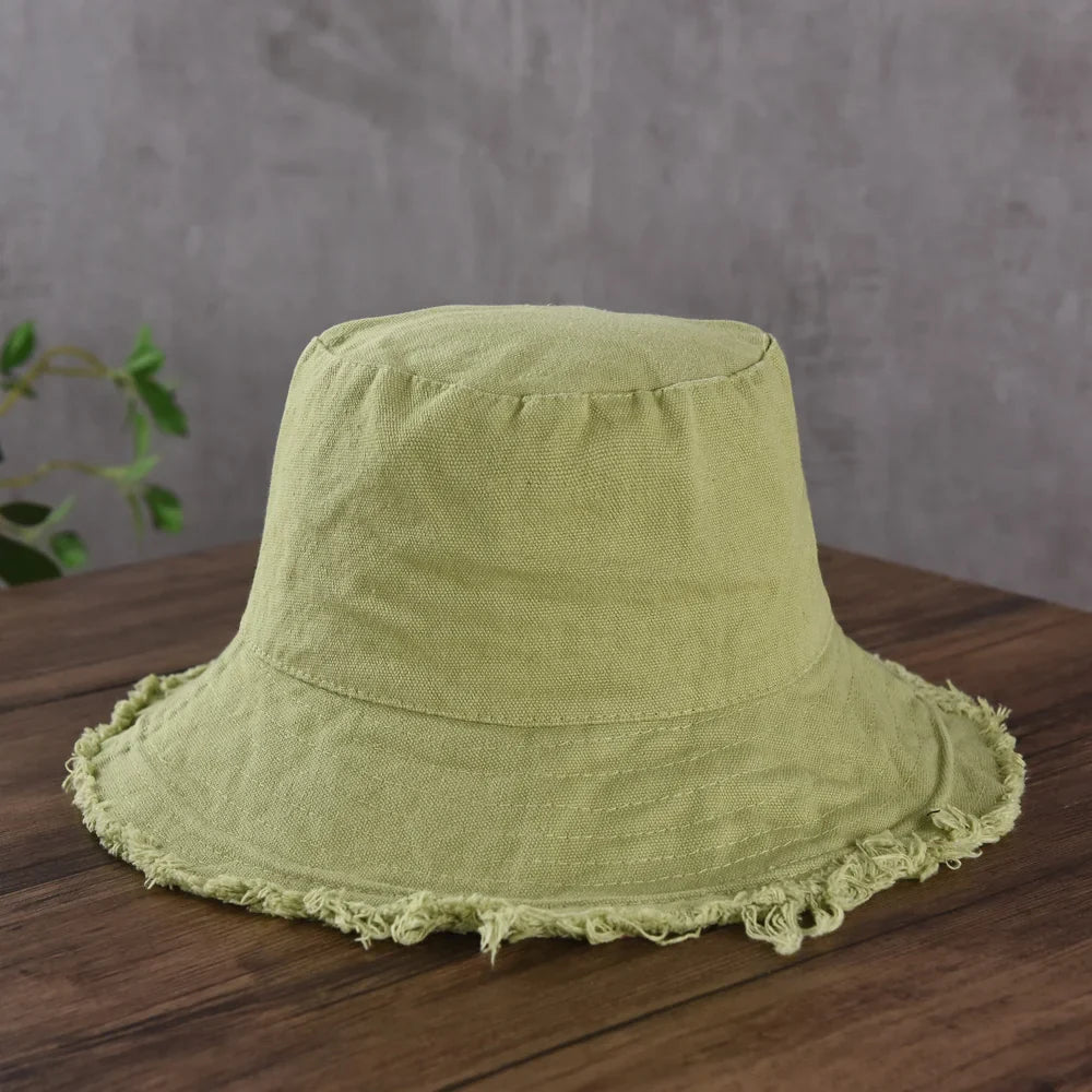 Maelis – Raw edge – Cotton bucket hat-10174850597191-Ivory Ombre