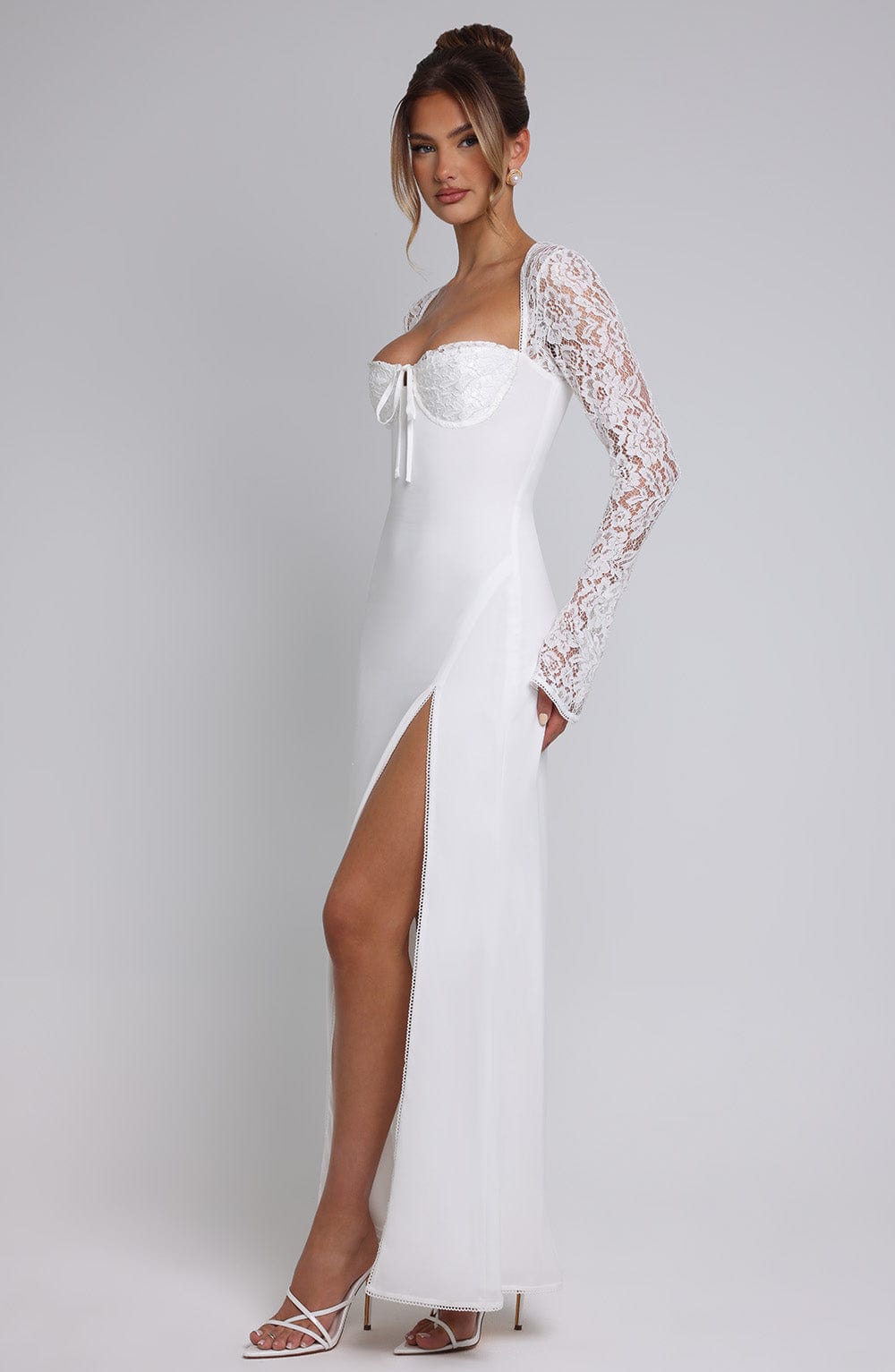 Maelisette – Lace sleeve romance – Corset maxi dress-10183311098183-Ivory Ombre
