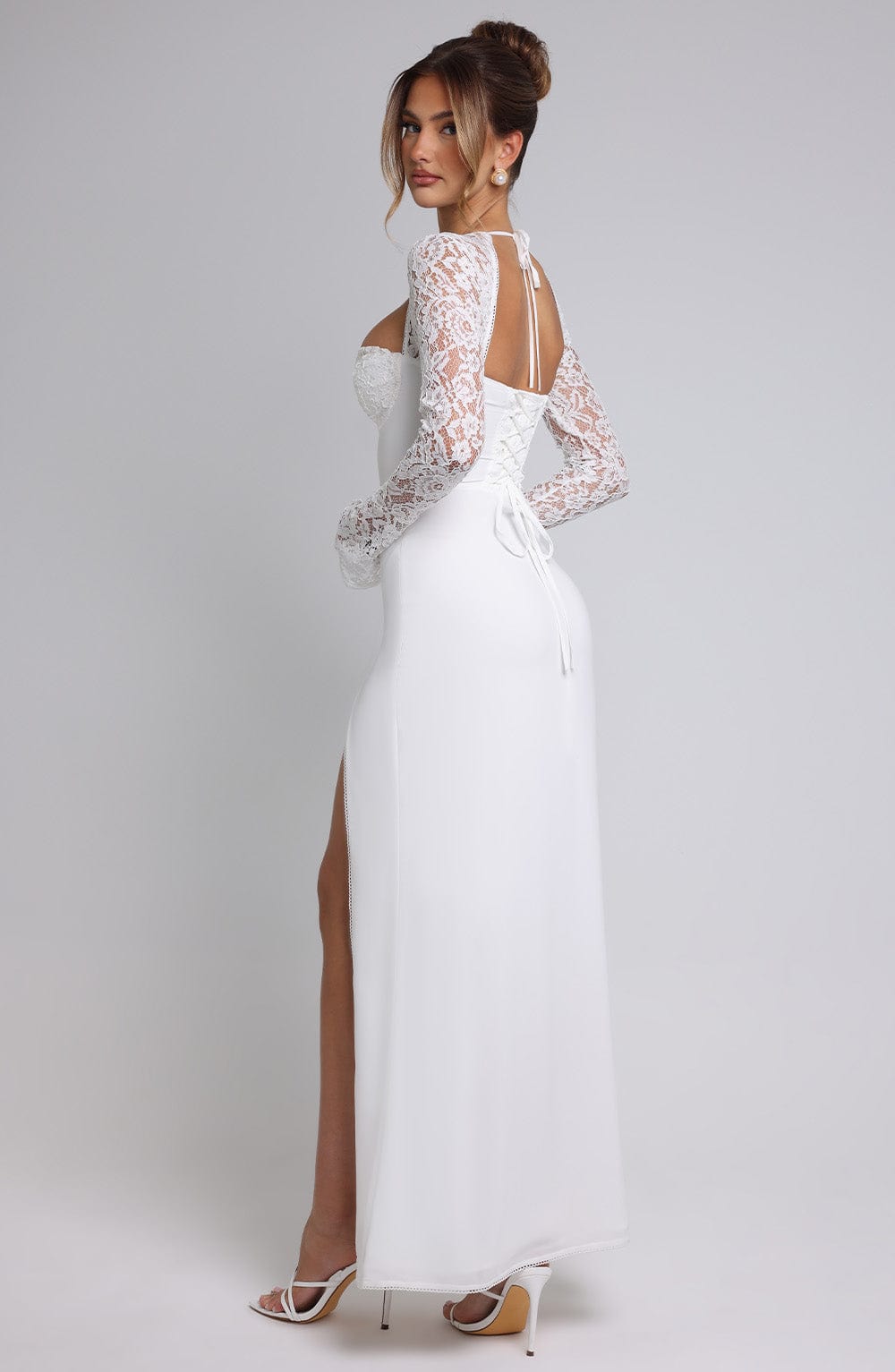 Maelisette – Lace sleeve romance – Corset maxi dress-10183311098183-Ivory Ombre