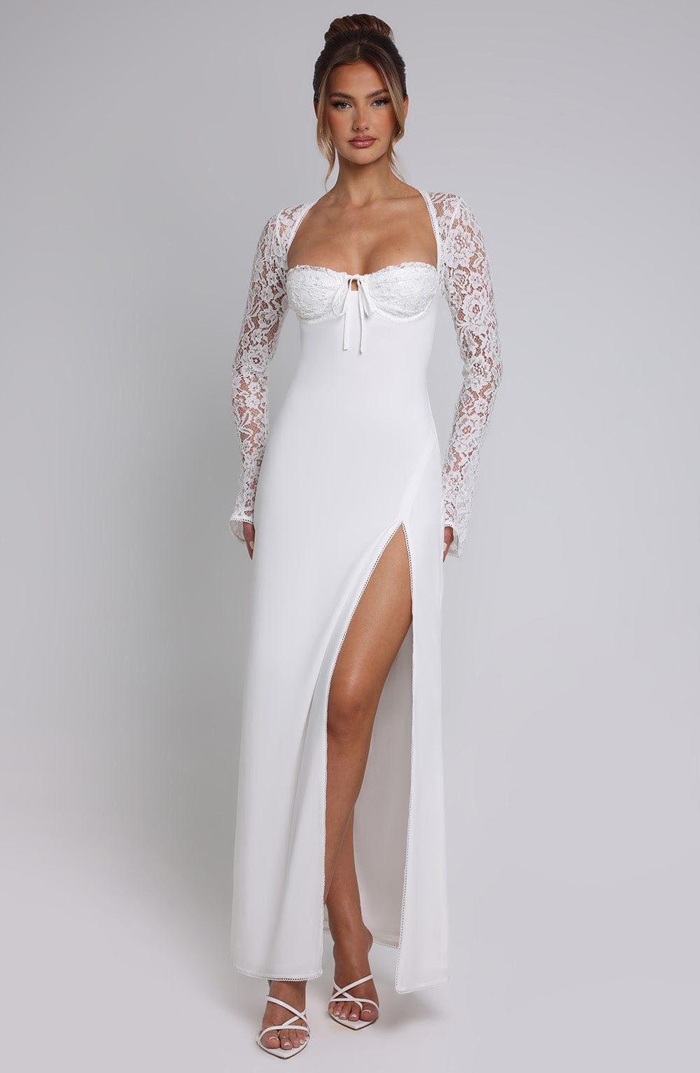 Maelisette – Lace sleeve romance – Corset maxi dress-10183311098183-Ivory Ombre