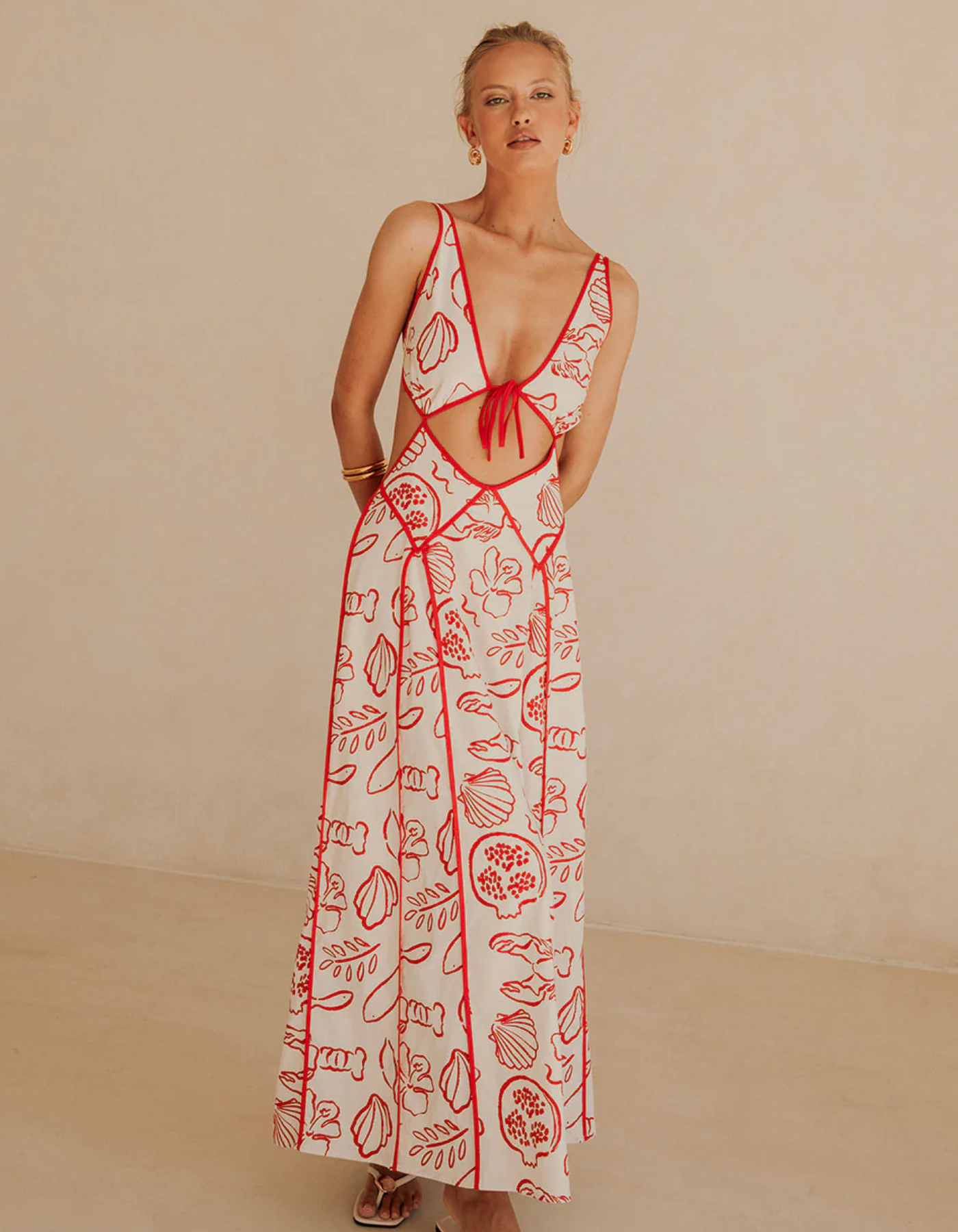 Maréline – Coastal cut-out – Printed sundress-10174854725959-Ivory Ombre