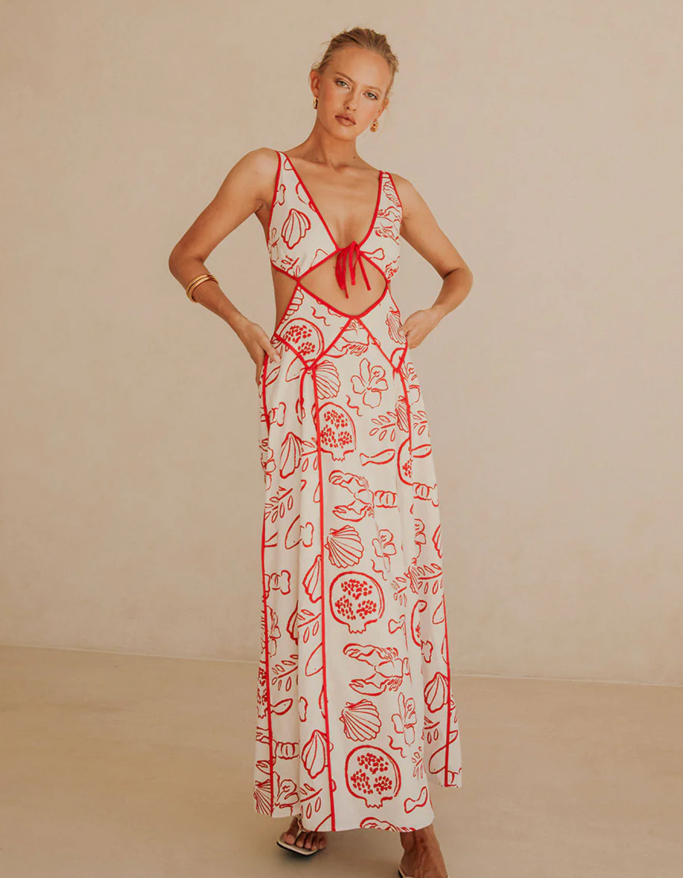 Maréline – Coastal cut-out – Printed sundress-10174854725959-Ivory Ombre
