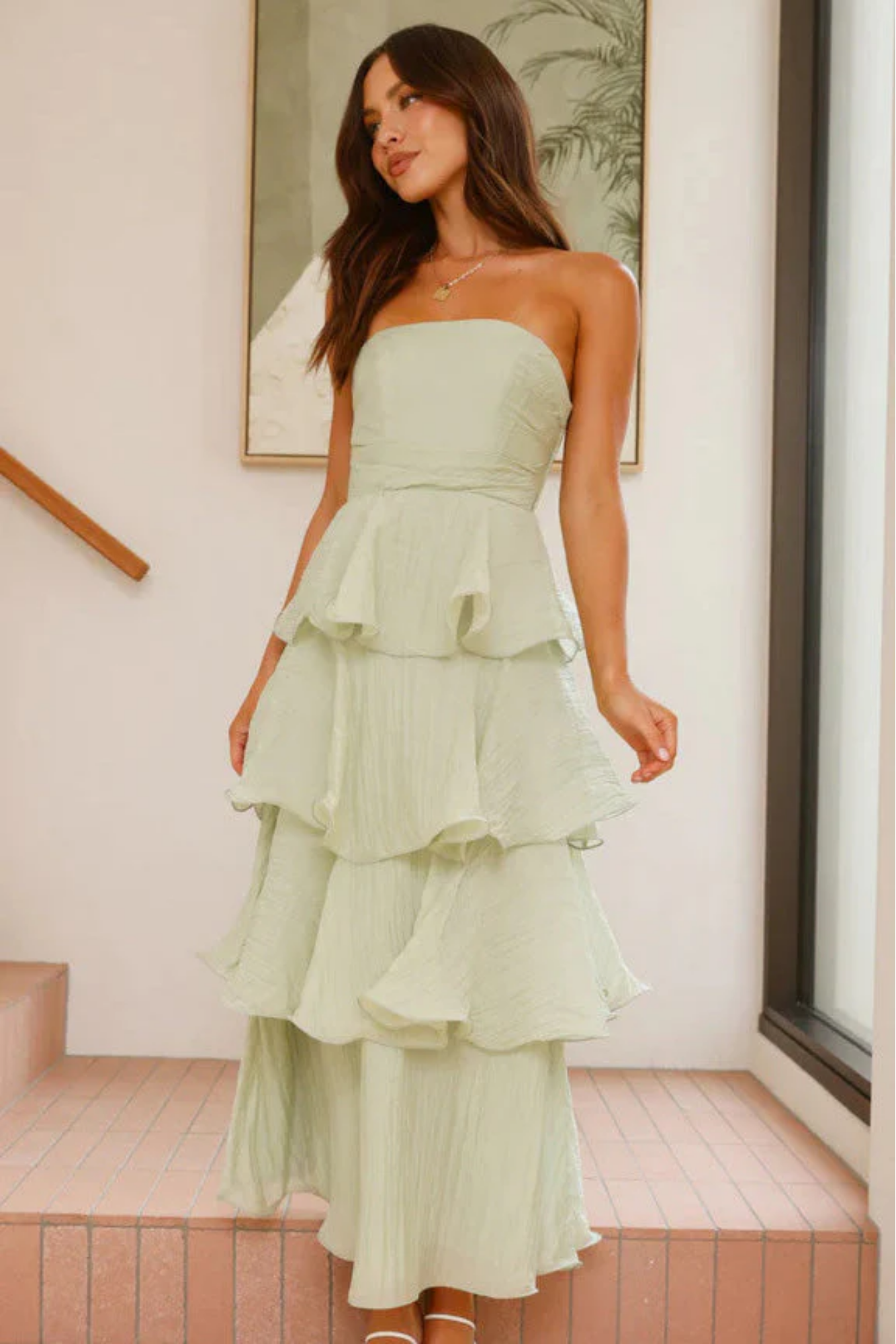 Margaret – Ruffled tiers – Strapless maxi dress-10174856921415-Ivory Ombre