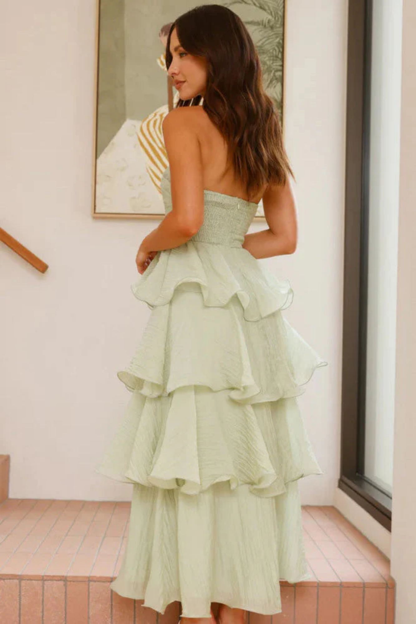 Margaret – Ruffled tiers – Strapless maxi dress-10174856921415-Ivory Ombre