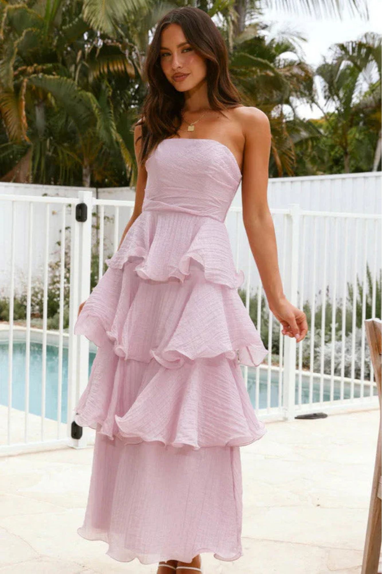Margaret – Ruffled tiers – Strapless maxi dress-10174856921415-Ivory Ombre