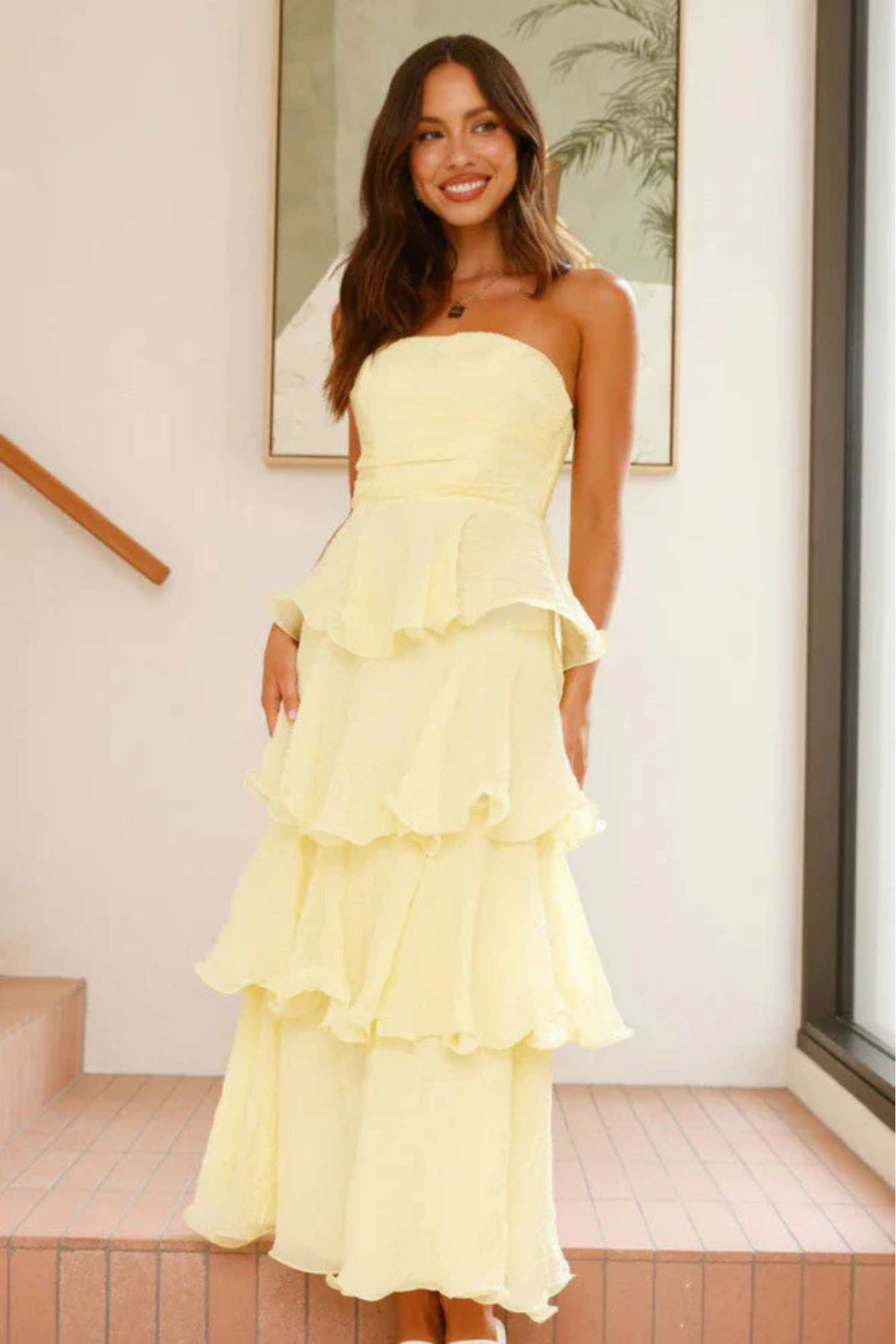 Margaret – Ruffled tiers – Strapless maxi dress-10174856921415-Ivory Ombre