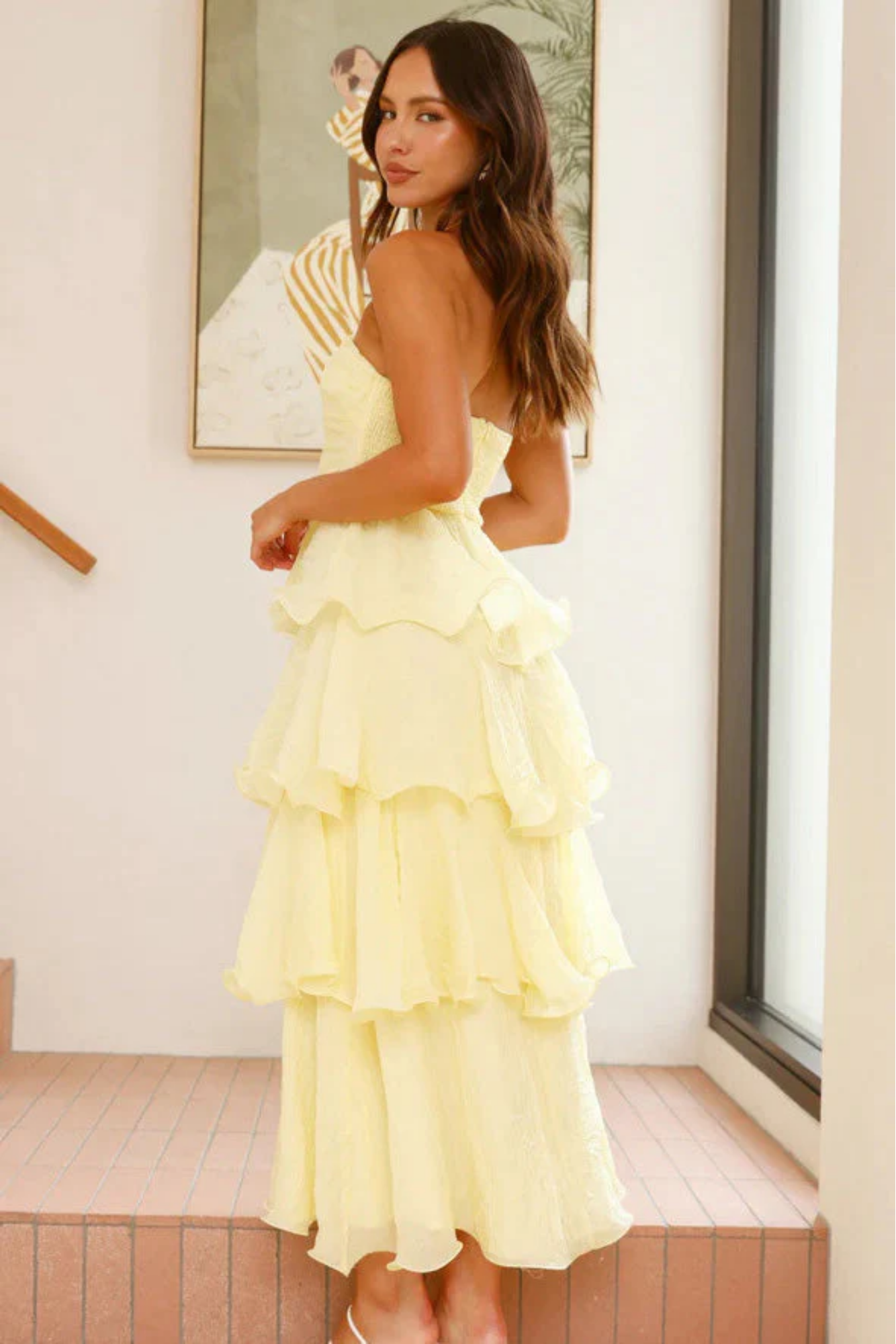 Margaret – Ruffled tiers – Strapless maxi dress-10174856921415-Ivory Ombre
