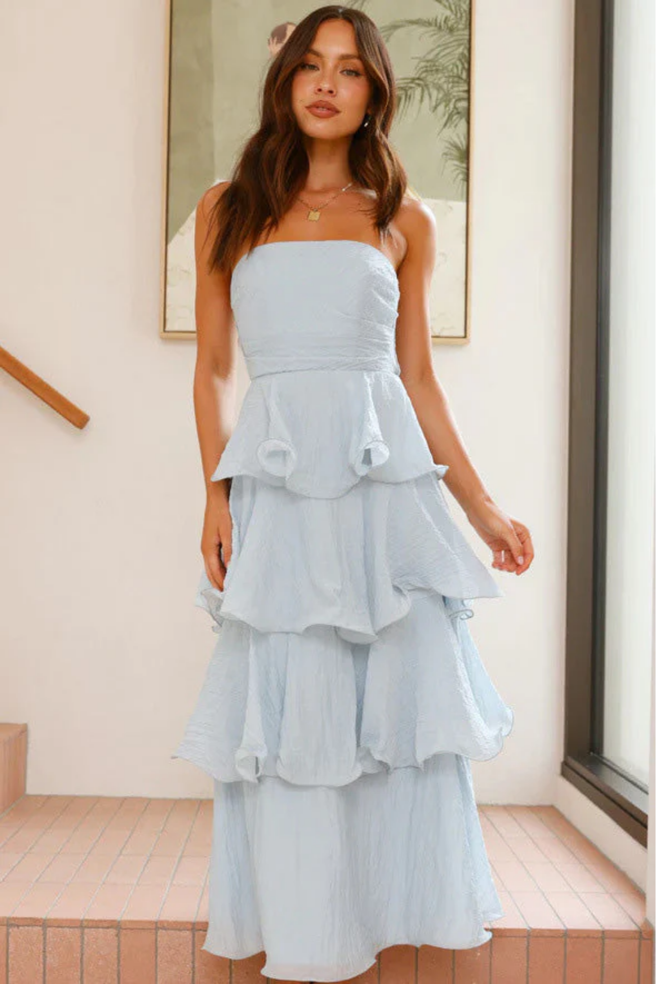 Margaret – Ruffled tiers – Strapless maxi dress-10174856921415-Ivory Ombre