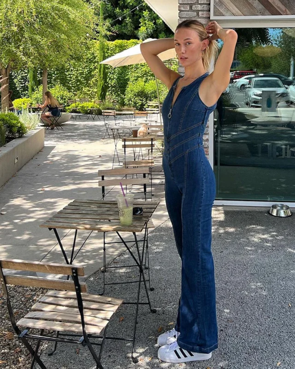 Margot – High-waisted design – Denim jumpsuit-10174841946439-Ivory Ombre