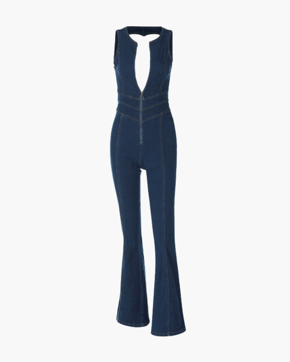 Margot – High-waisted design – Denim jumpsuit-10174841946439-Ivory Ombre