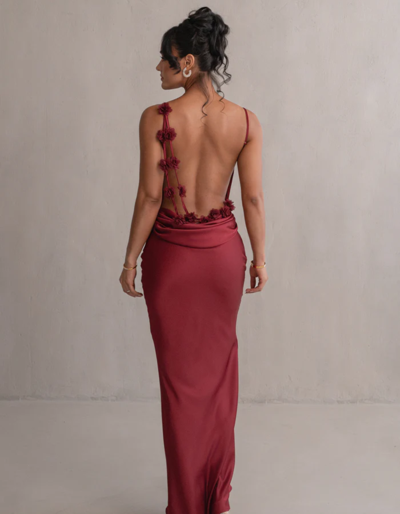 Mariam – Satin drape – Spaghetti strap gown-10174857937223-Ivory Ombre