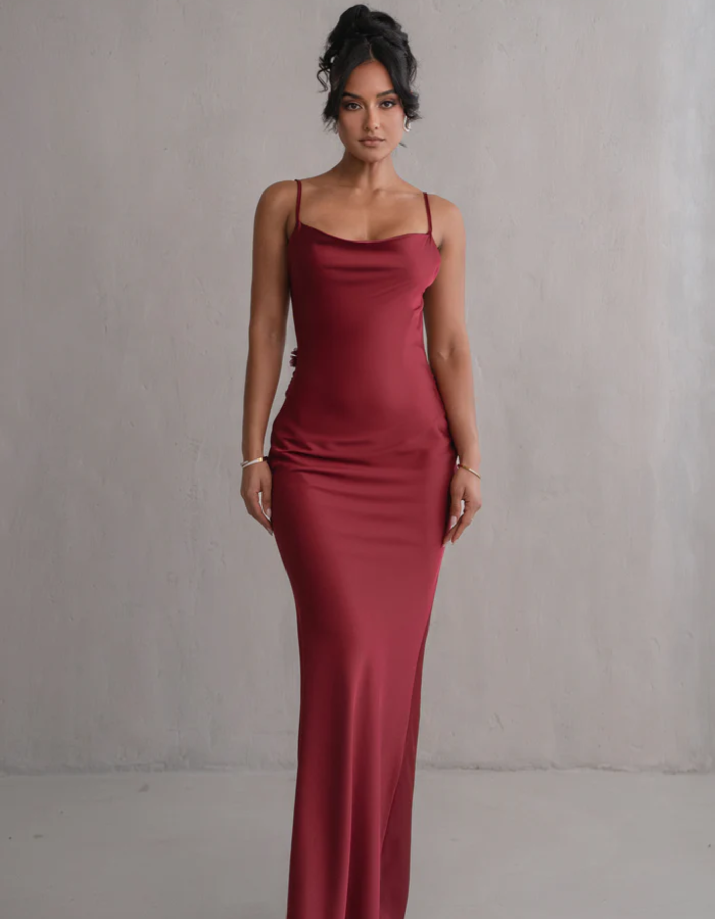 Mariam – Satin drape – Spaghetti strap gown-10174857937223-Ivory Ombre