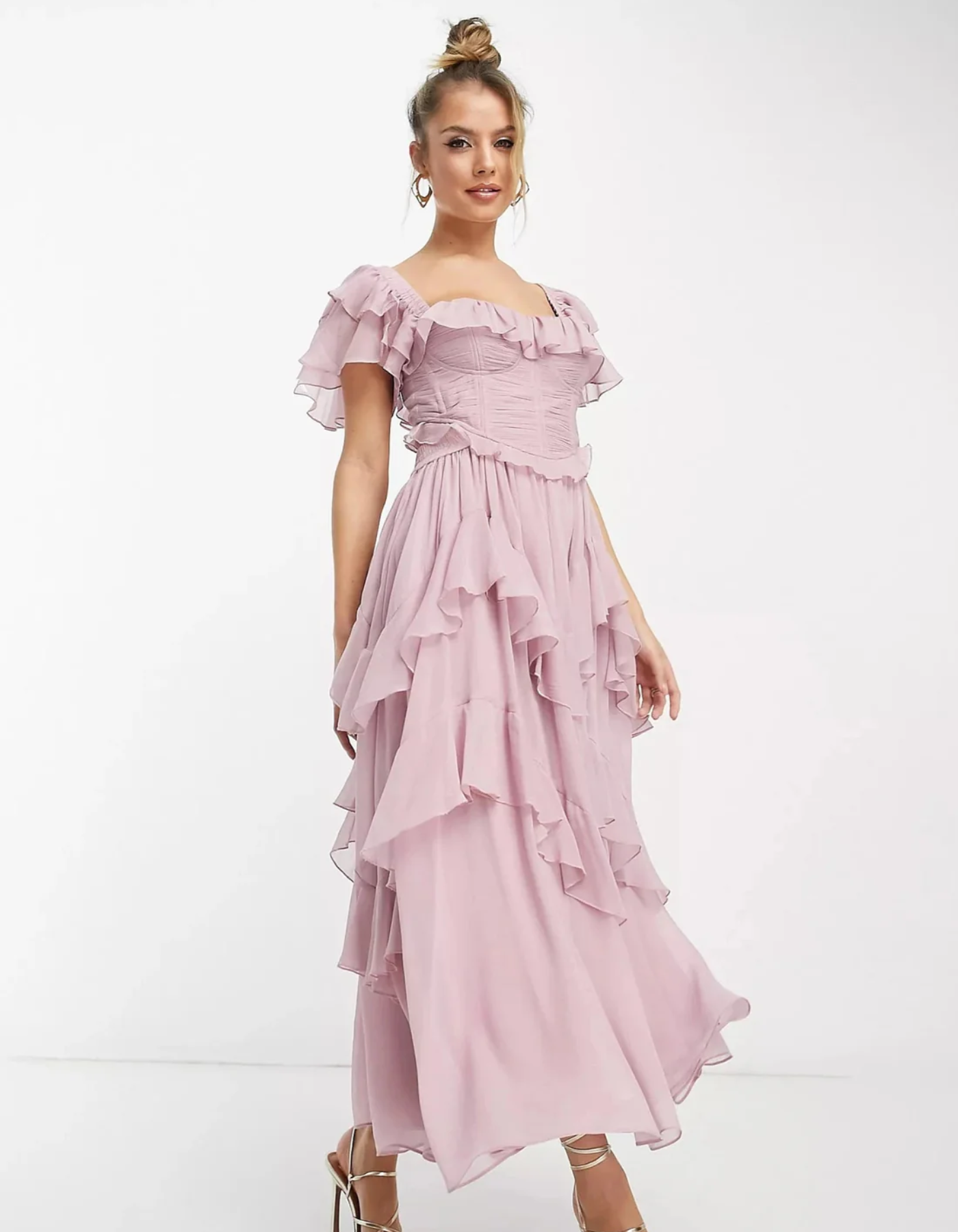 Marilène – Ruffled layers – Midi dress-10188501418311-Ivory Ombre