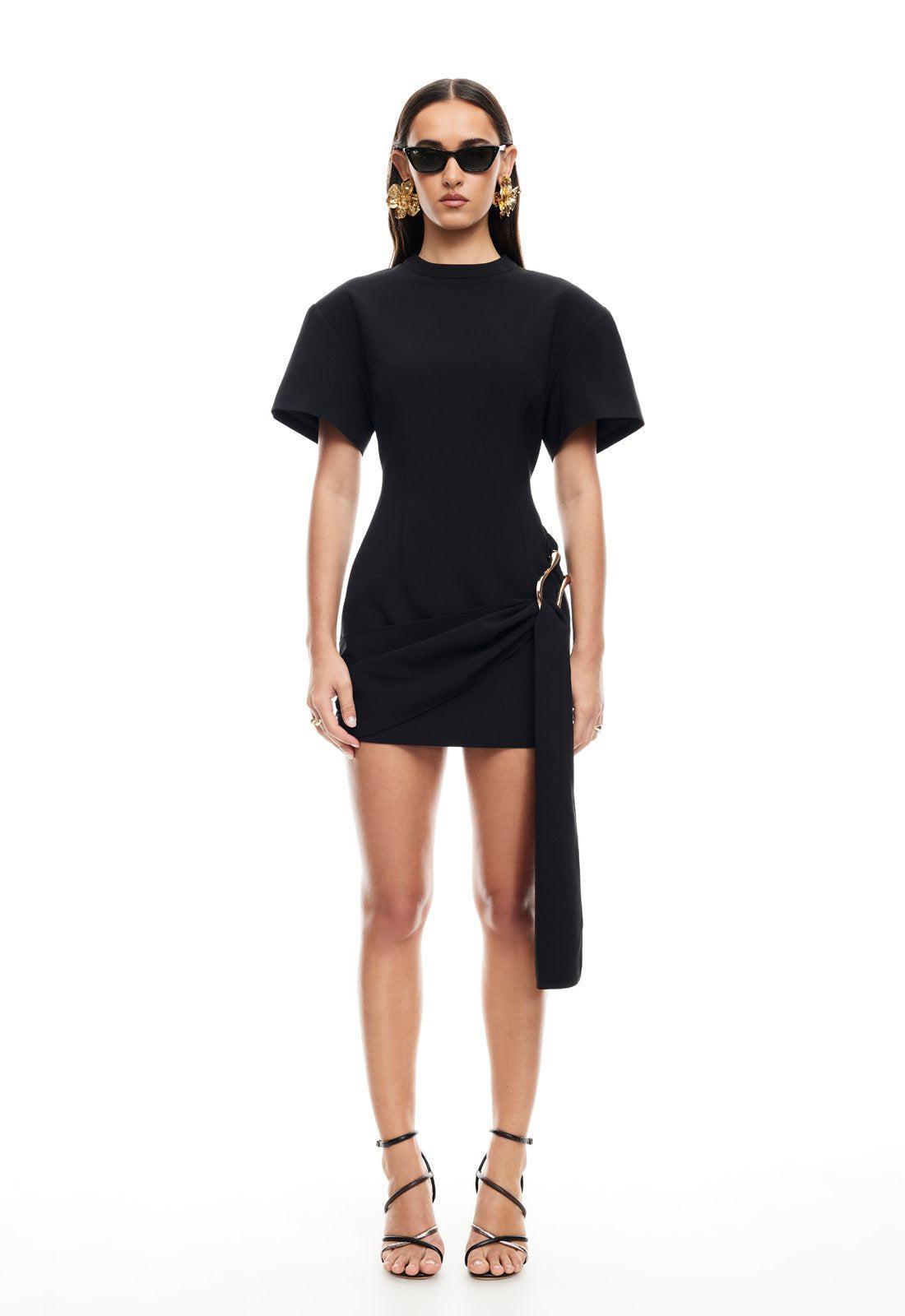 Martini Onyx – Asymmetrical draping – Mini dress-10174750425415-Ivory Ombre