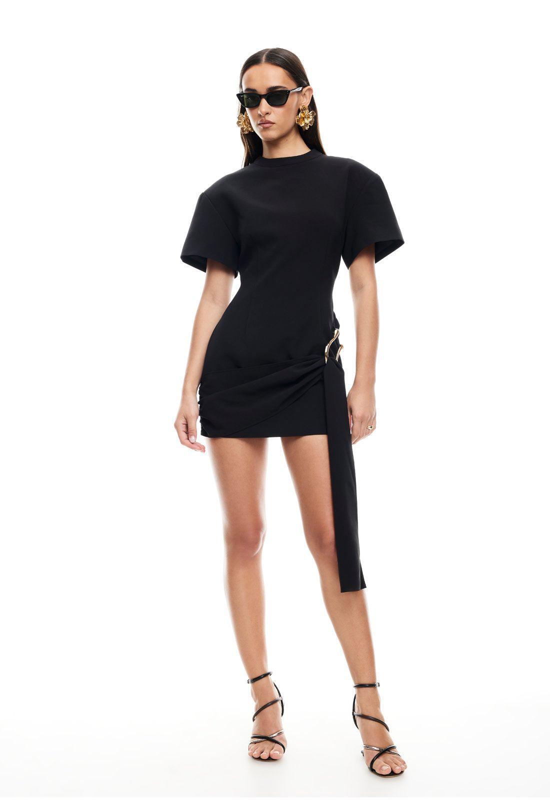 Martini Onyx – Asymmetrical draping – Mini dress-10174750425415-Ivory Ombre