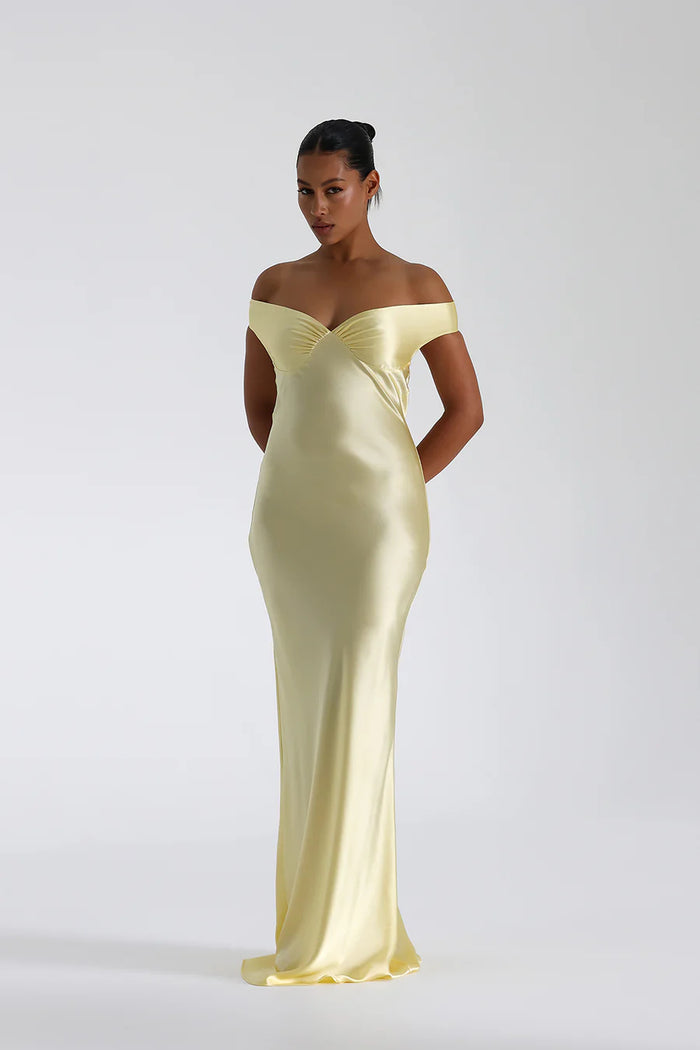 Meliora – Off shoulder silk – Sculpted satin gown-10174862590279-Ivory Ombre