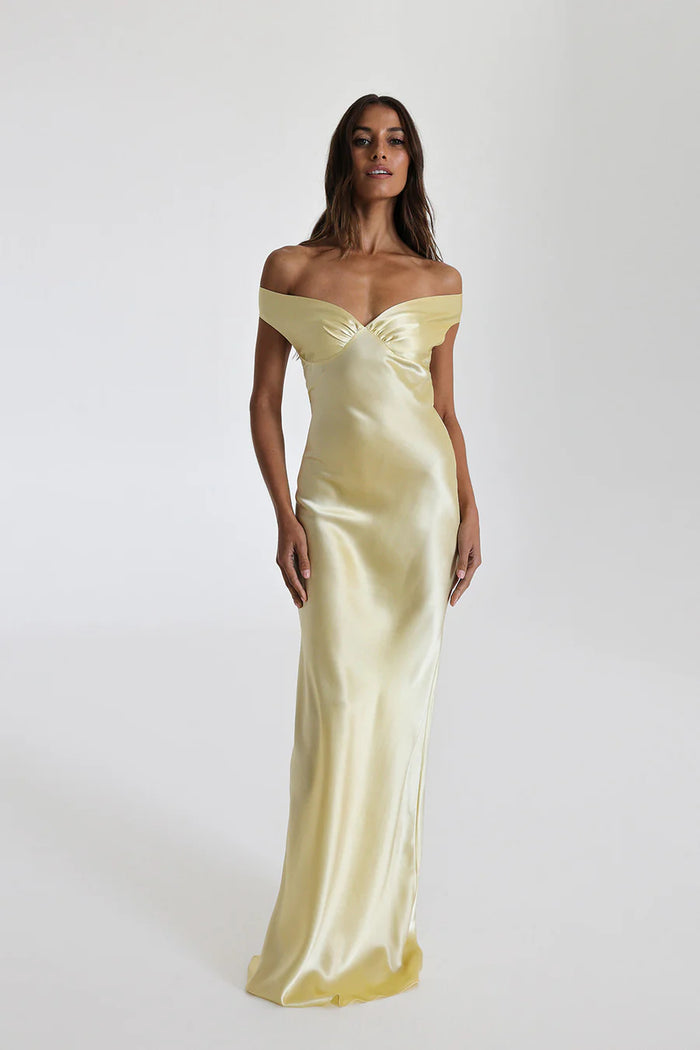 Meliora – Off shoulder silk – Sculpted satin gown-10174862590279-Ivory Ombre