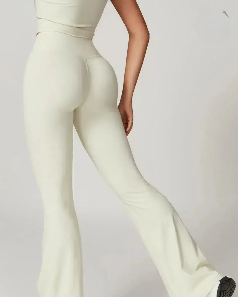Mila – High-waisted fit – Gym-ready flared leggings-10174784438599-Ivory Ombre