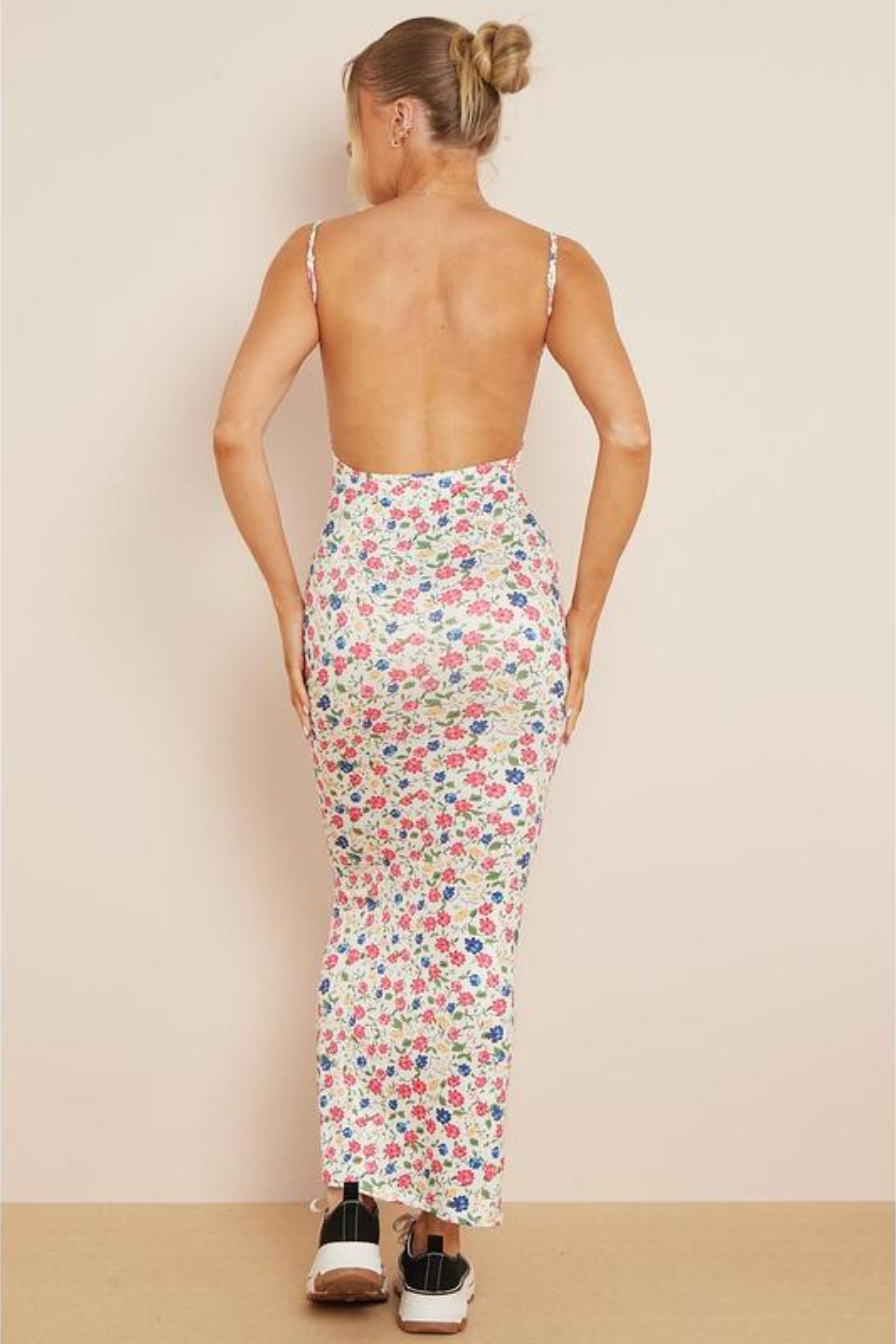 Minavie – Spotted pink – Fitted midi dress-10174852792647-Ivory Ombre