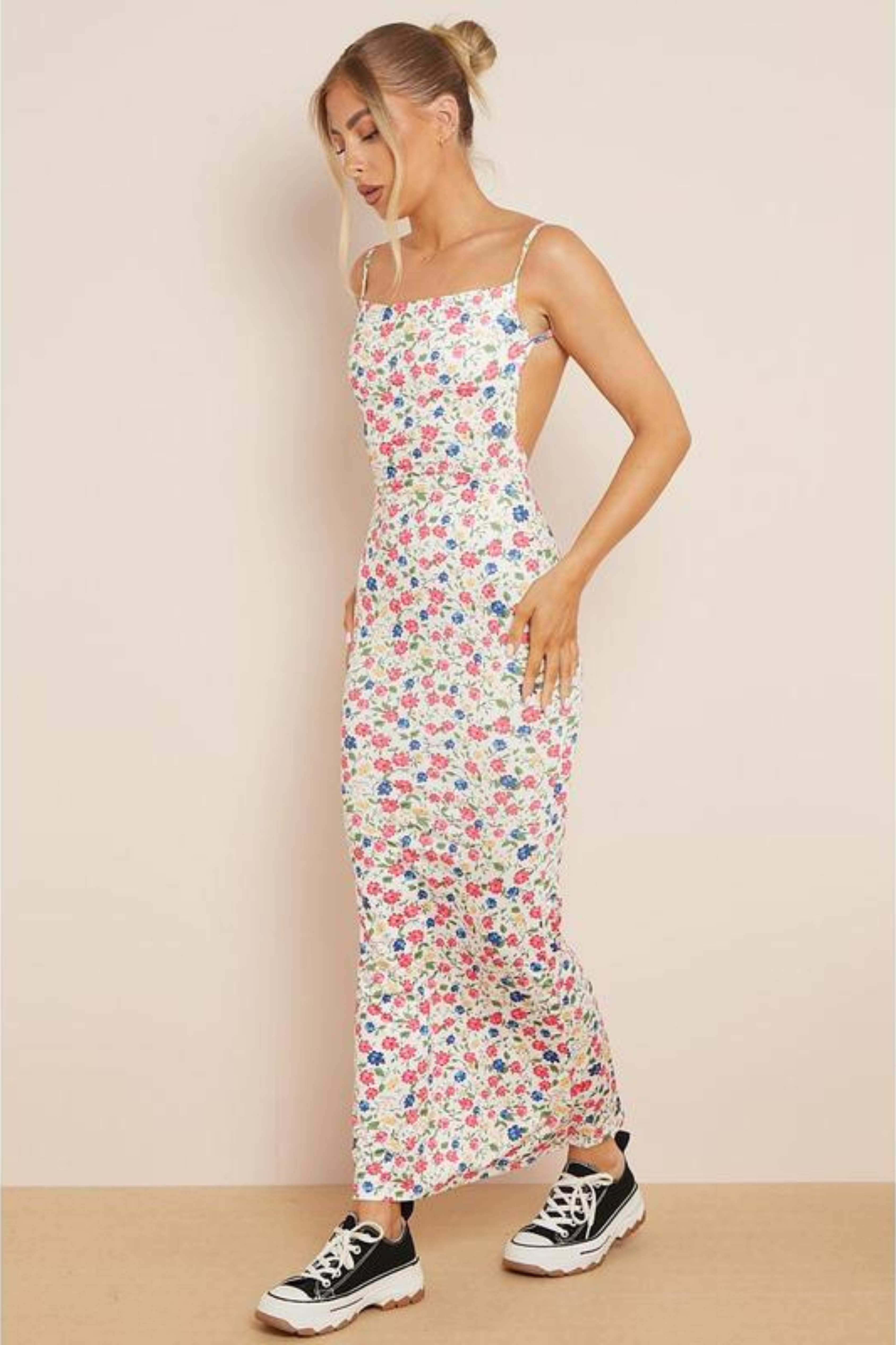 Minavie – Spotted pink – Fitted midi dress-10174852792647-Ivory Ombre