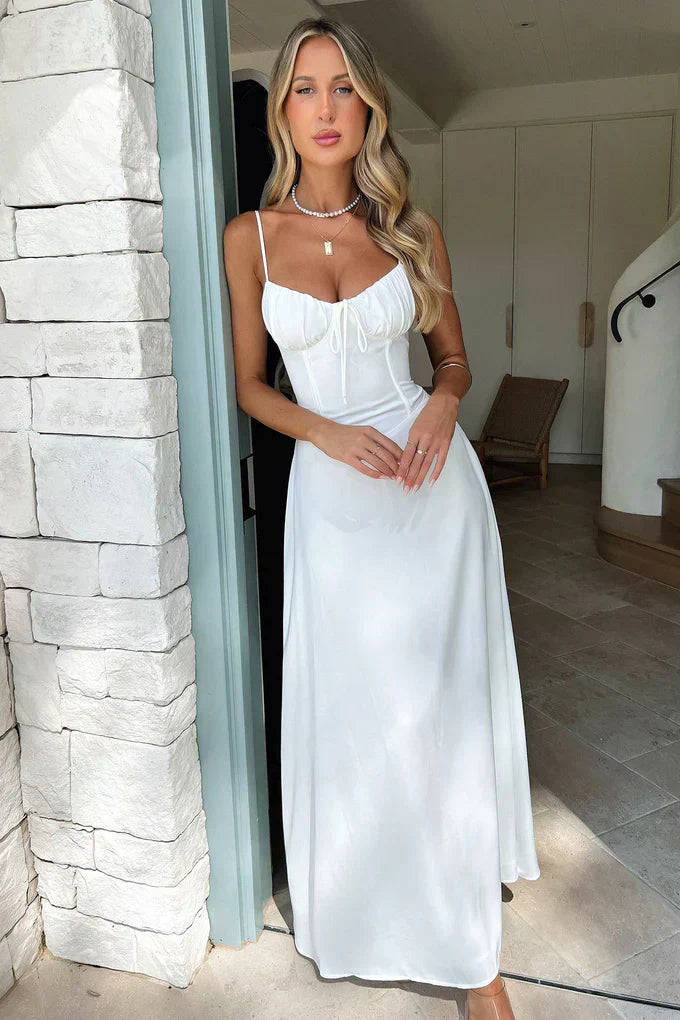 Mirellune – Corset bodice – Spaghetti strap sundress-10174858527047-Ivory Ombre