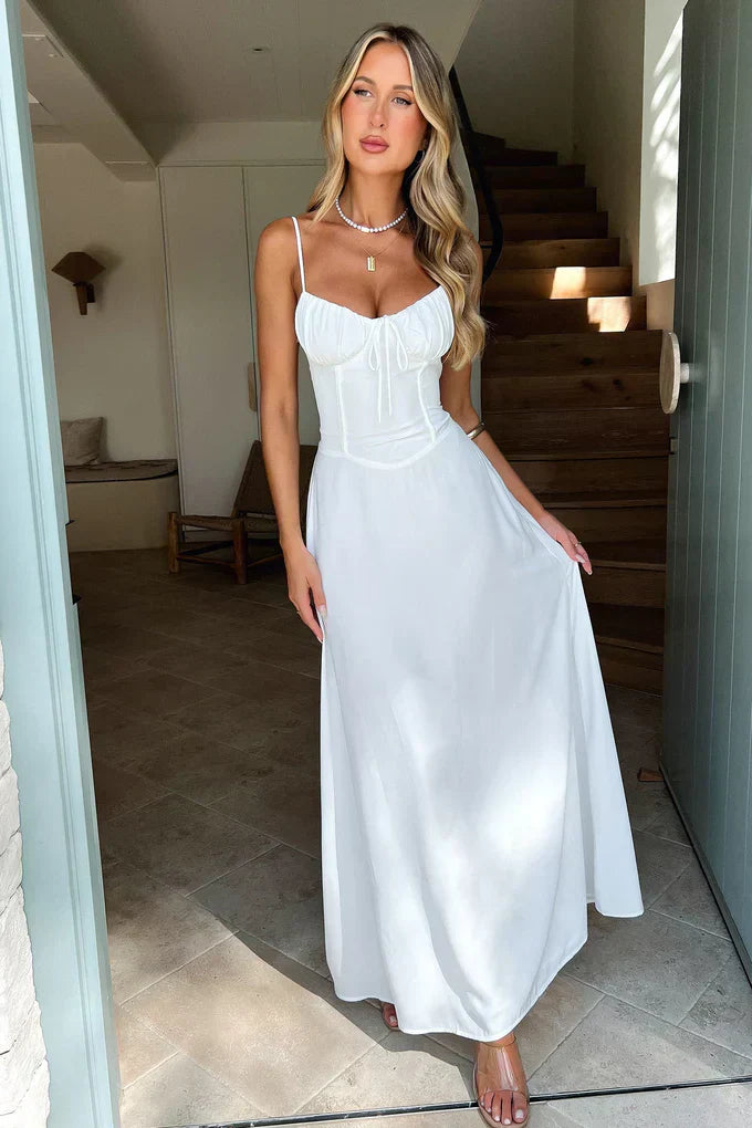 Mirellune – Corset bodice – Spaghetti strap sundress-10174858527047-Ivory Ombre