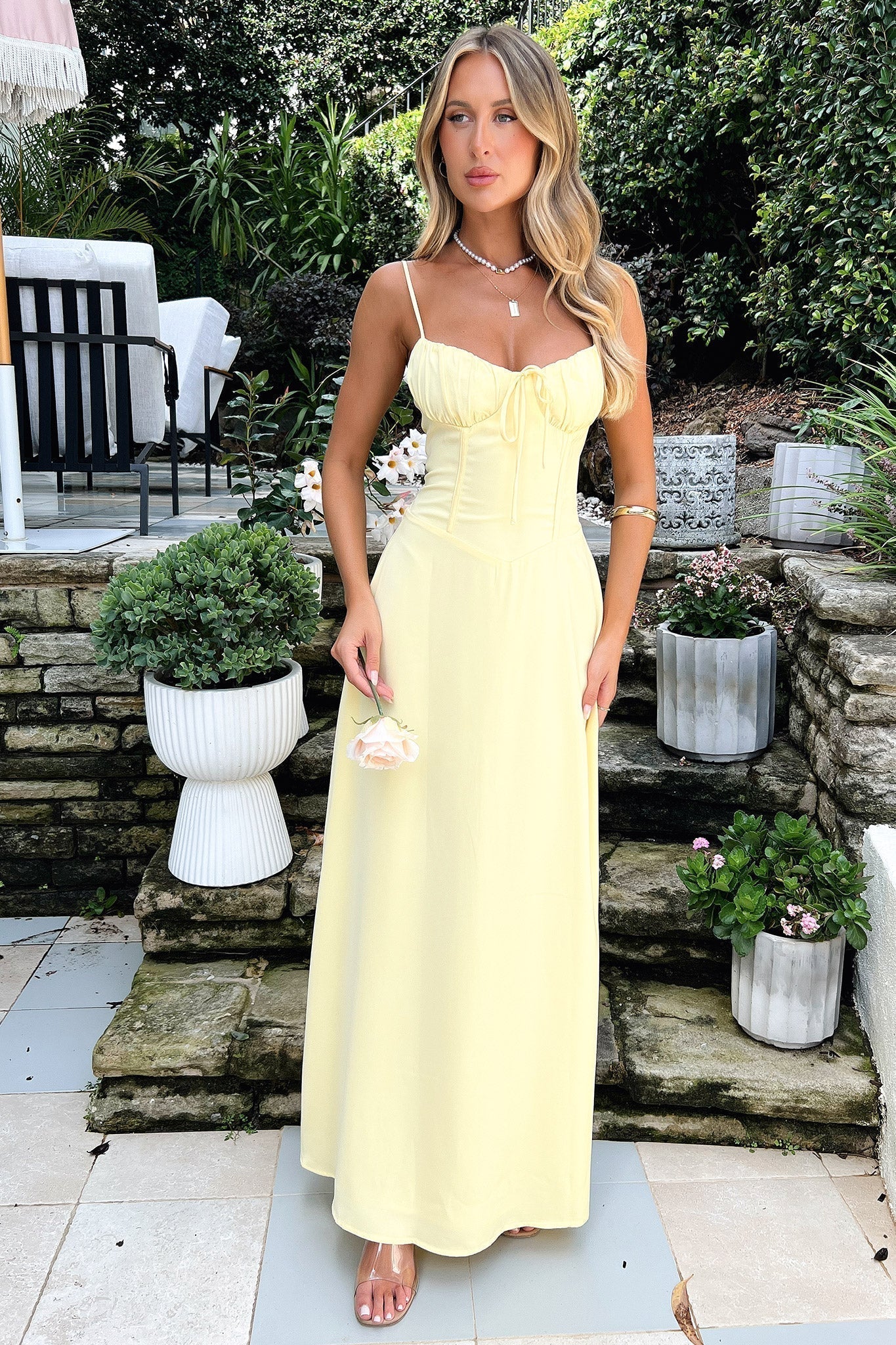 Mirellune – Corset bodice – Spaghetti strap sundress-10174858527047-Ivory Ombre