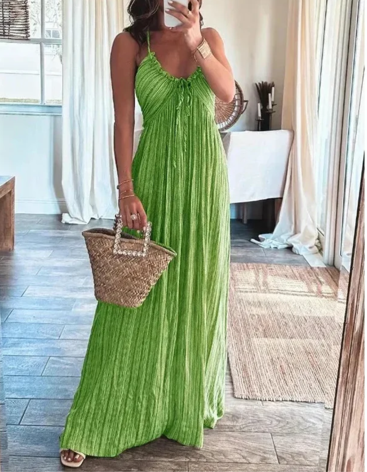 Miretta – Crinkled boho texture – Halter maxi dress-10174852694343-Ivory Ombre