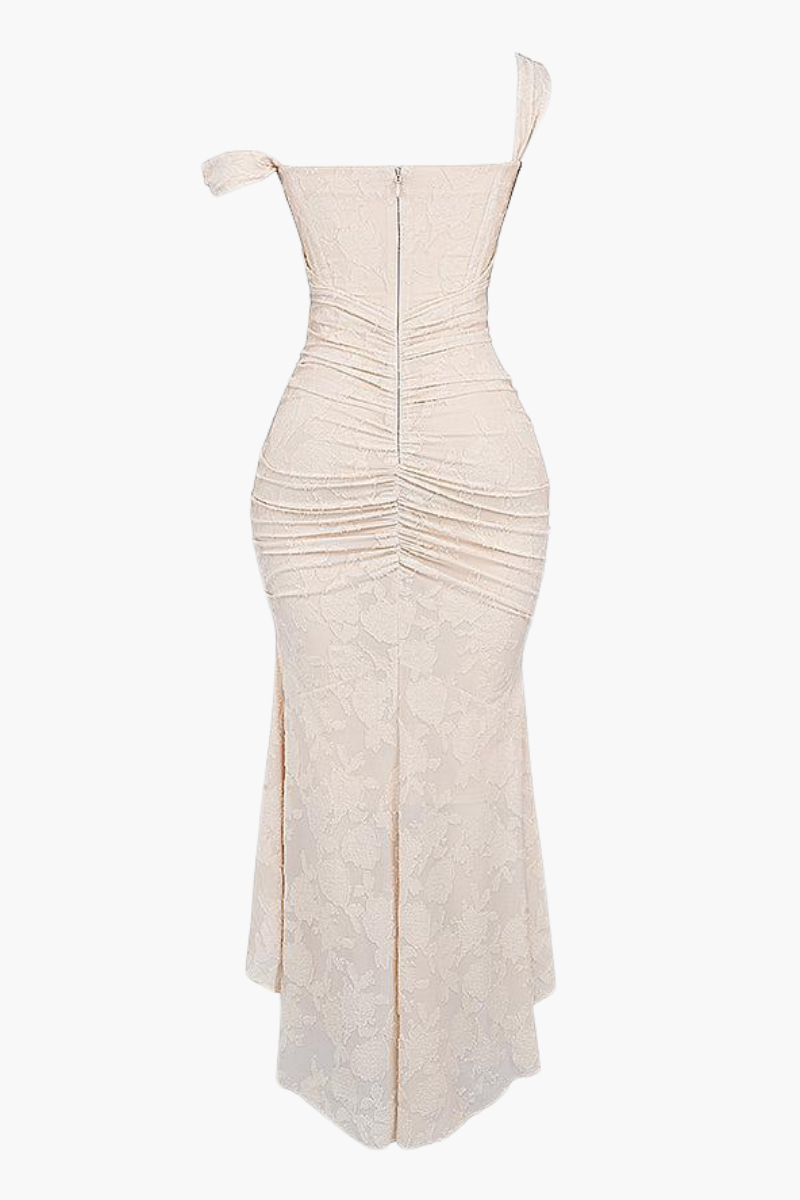 Mylah – Ruched bodice – Lace maxi dress-10174732271943-Ivory Ombre