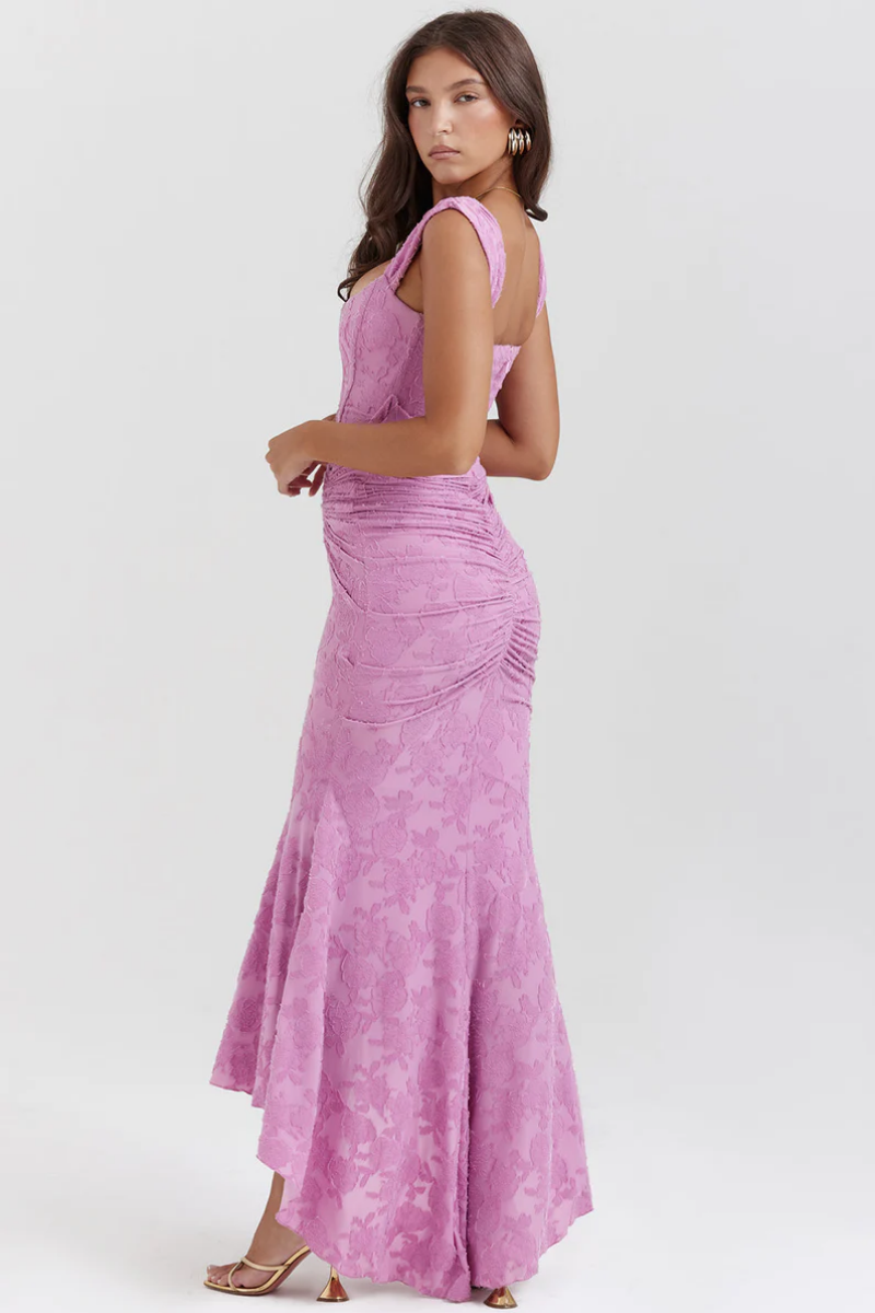 Mylah – Ruched bodice – Lace maxi dress-10174732271943-Ivory Ombre
