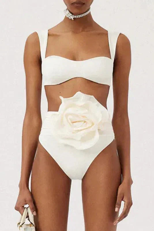 Naiad – Minimalist design – Embellished ruched bikini set-10174720311623-Ivory Ombre