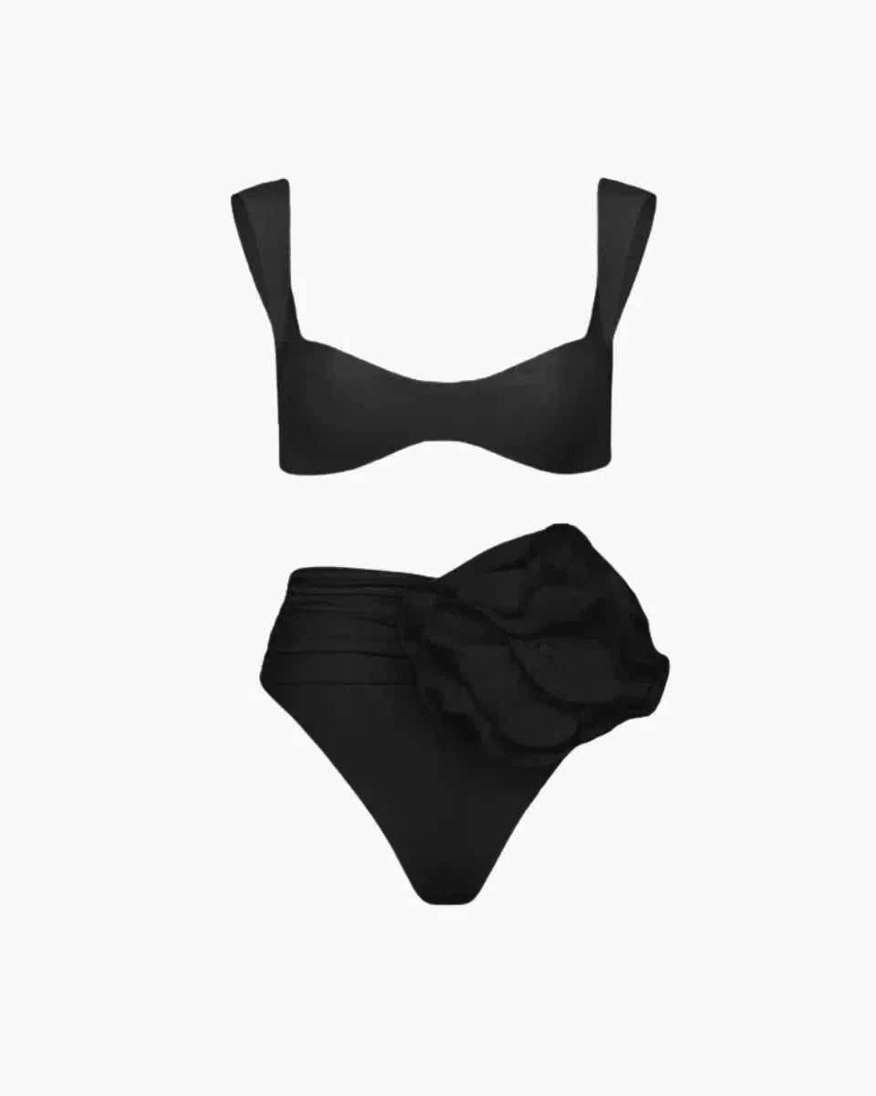 Naiad – Minimalist design – Embellished ruched bikini set-10174720311623-Ivory Ombre