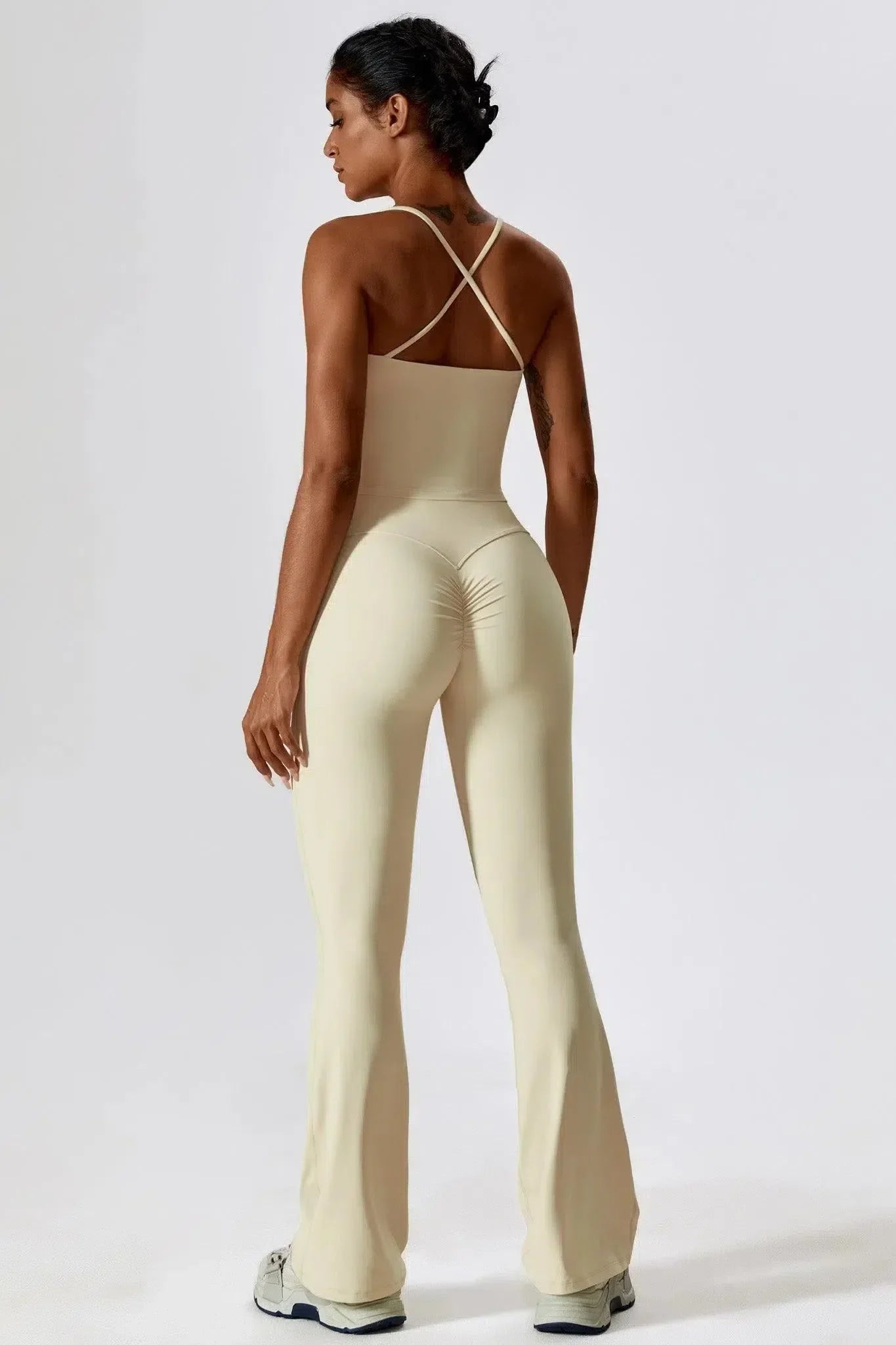 Nicolina – Square neckline – Top & flared leggings set-10174790500679-Ivory Ombre