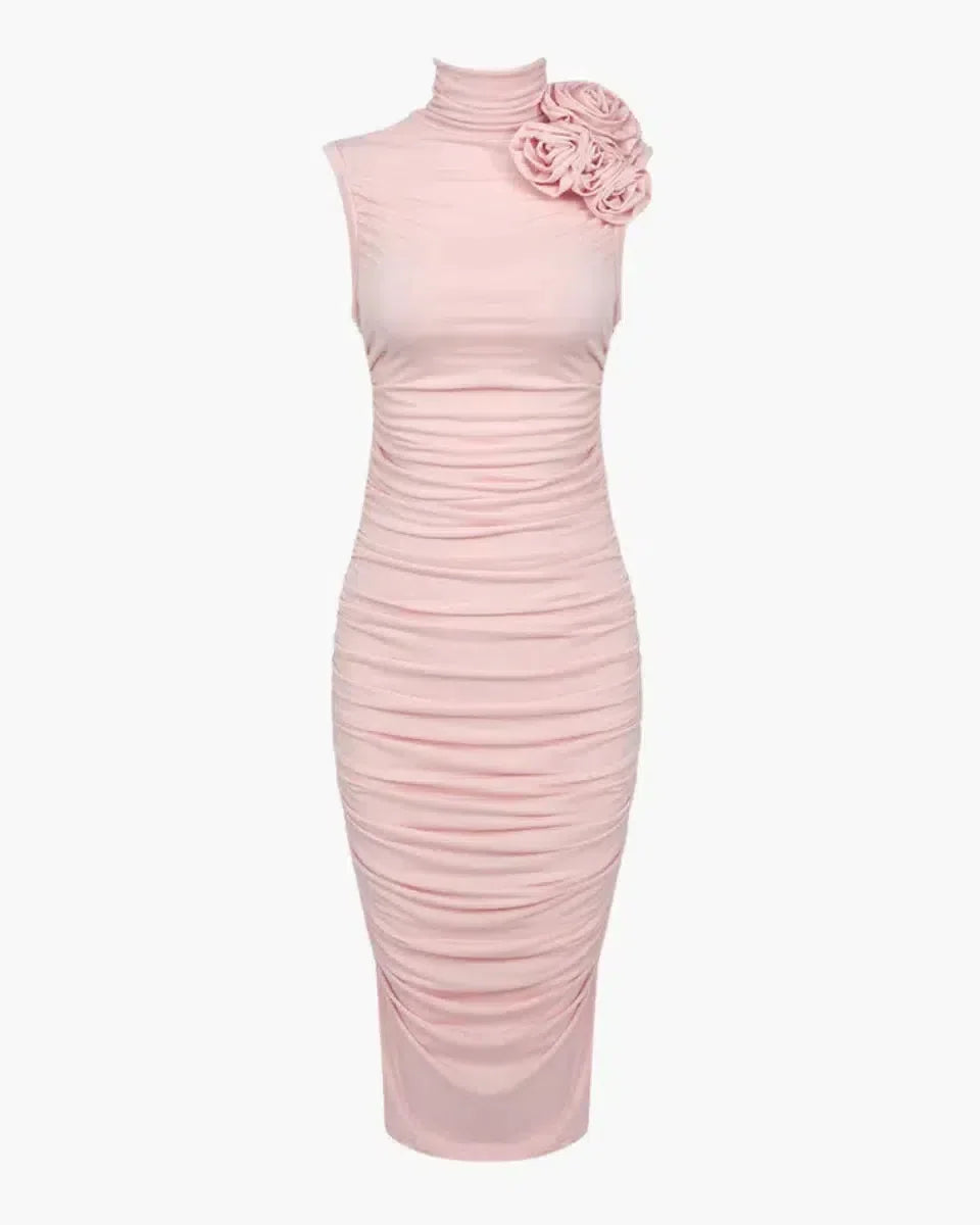 Noémie – Floral trim – Midi dress-10174740922695-Ivory Ombre