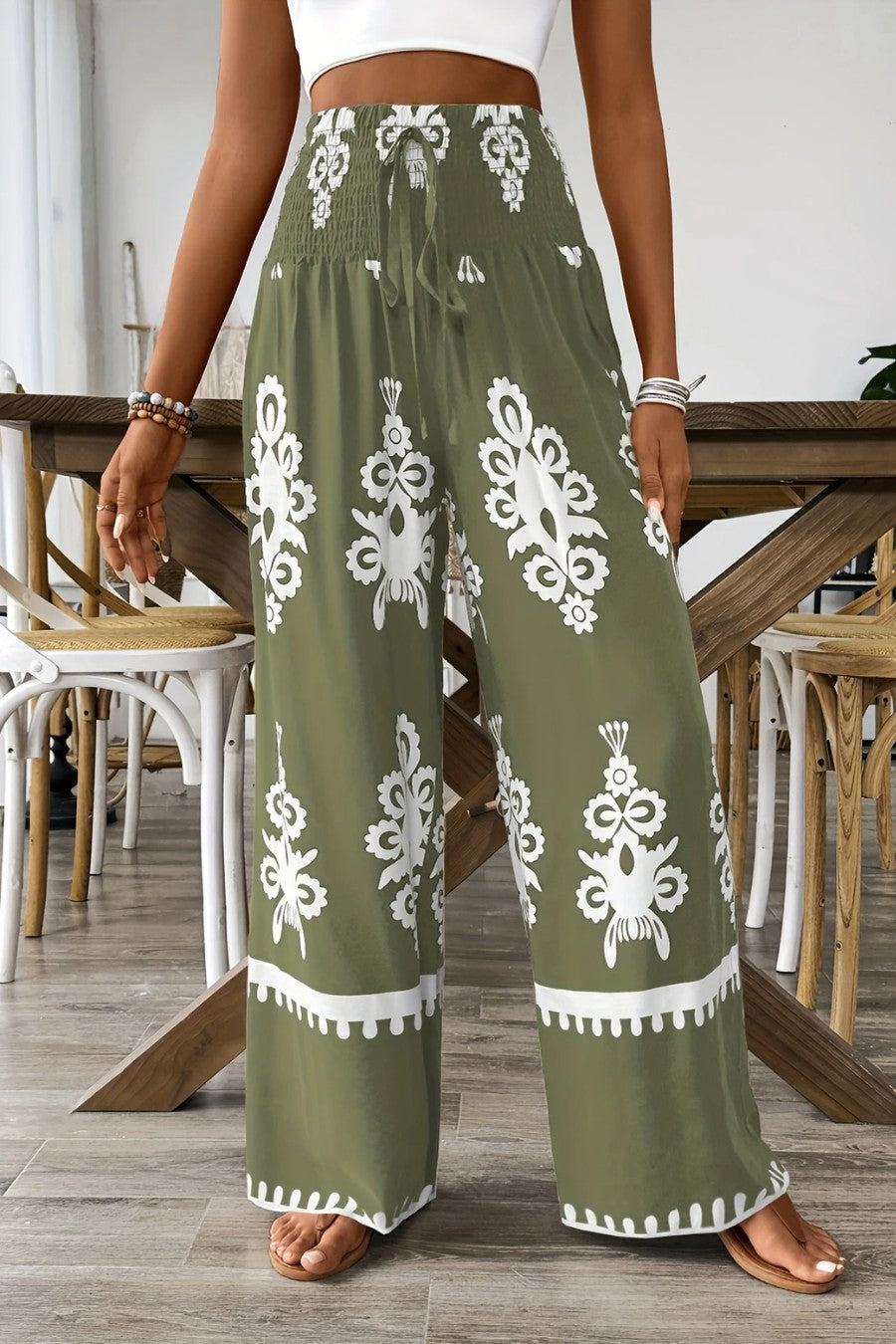 Noemira – Boho print – Wide-leg trousers-10188539920711-Ivory Ombre