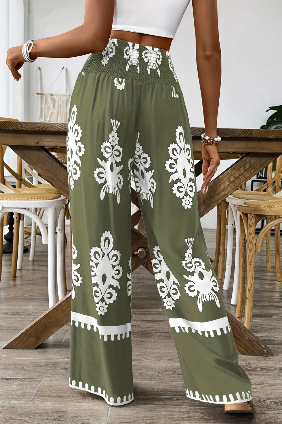 Noemira – Boho print – Wide-leg trousers-10188539920711-Ivory Ombre