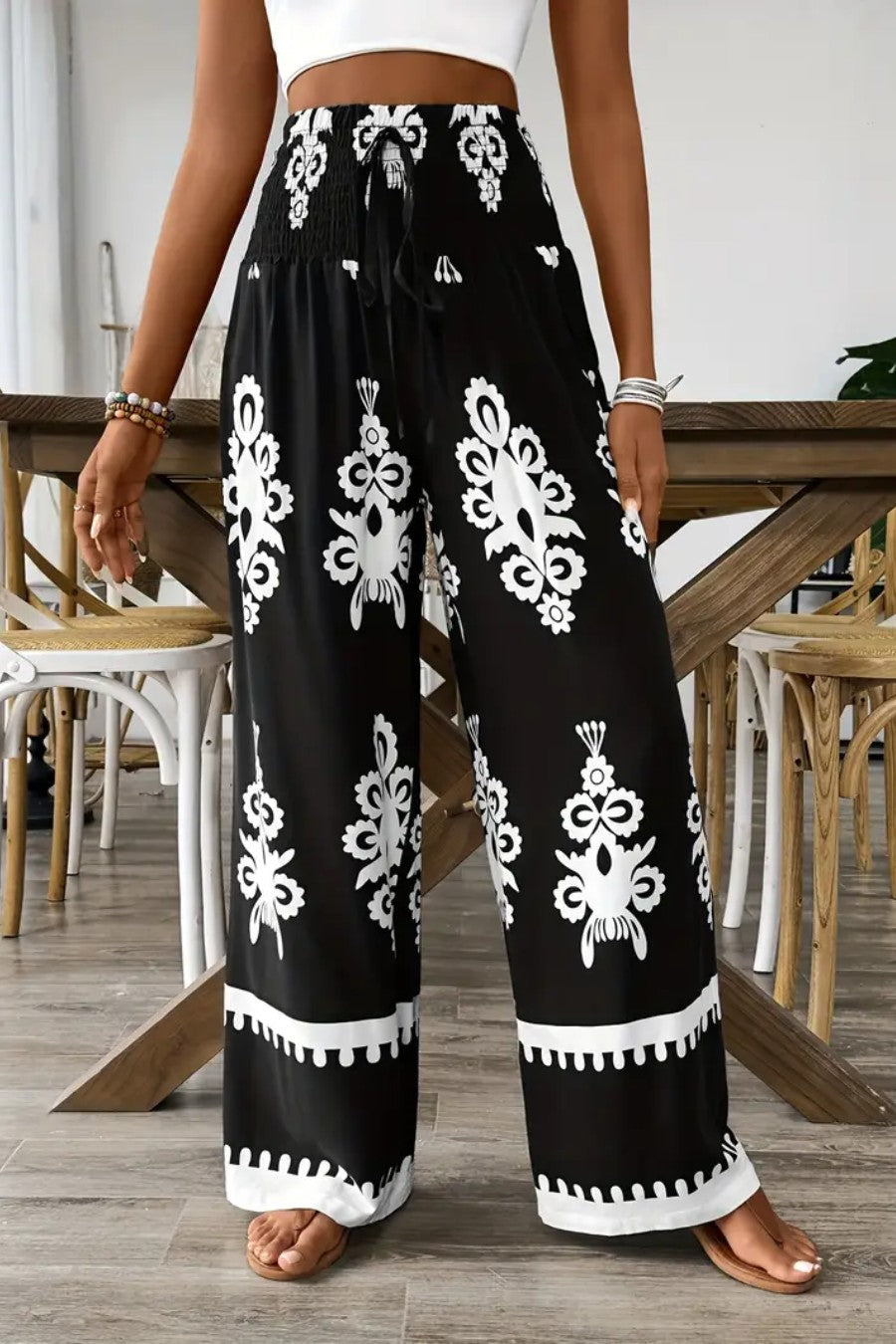 Noemira – Boho print – Wide-leg trousers-10188539920711-Ivory Ombre