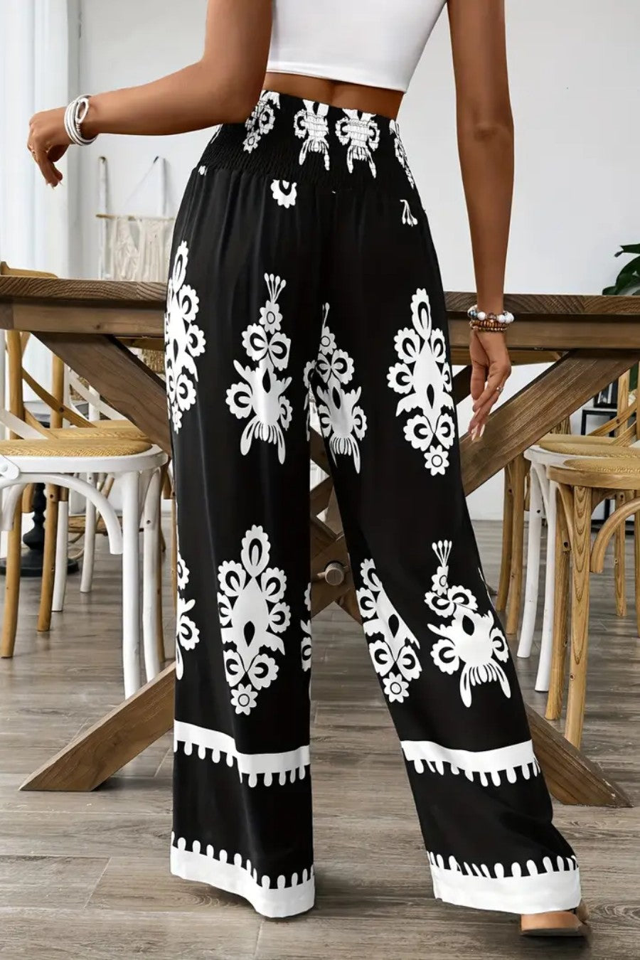 Noemira – Boho print – Wide-leg trousers-10188539920711-Ivory Ombre