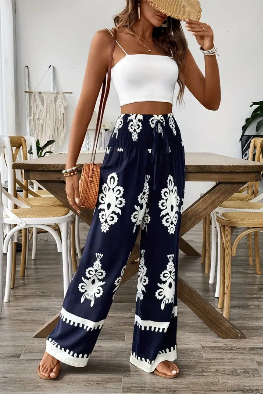 Noemira – Boho print – Wide-leg trousers-10188539920711-Ivory Ombre