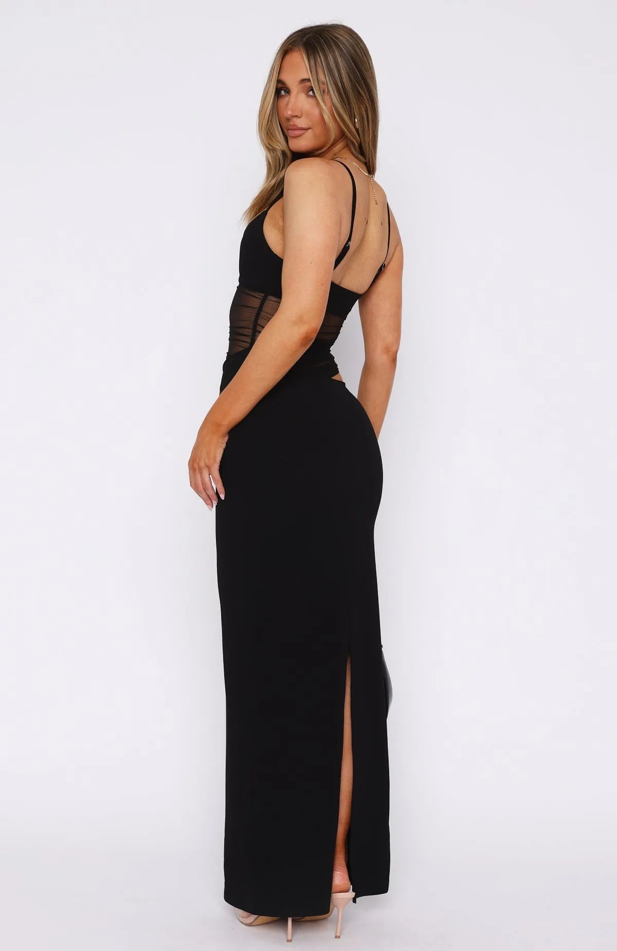 Noira – Sheer panel – Evening maxi dress-10174847058247-Ivory Ombre