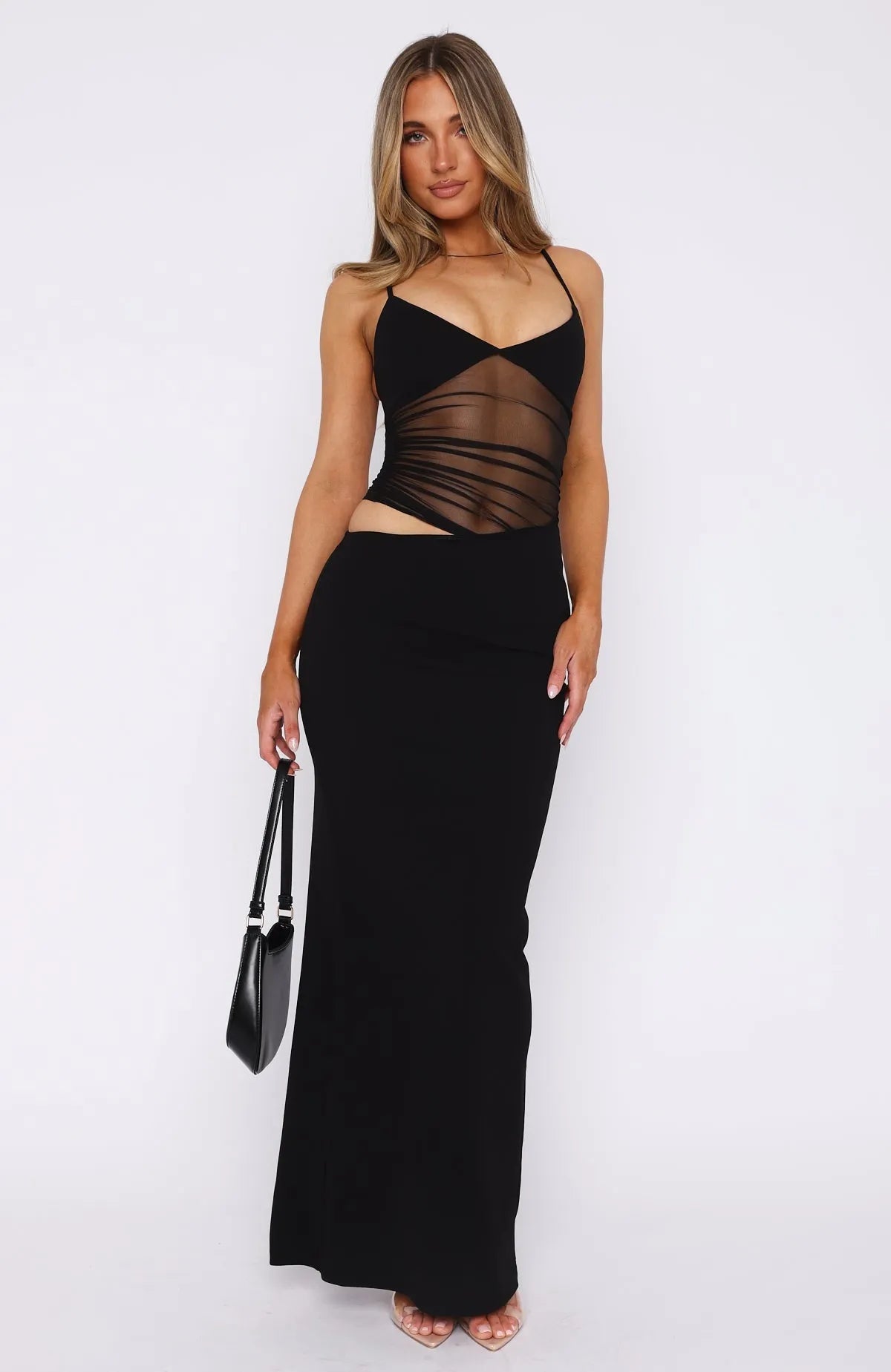 Noira – Sheer panel – Evening maxi dress-10174847058247-Ivory Ombre
